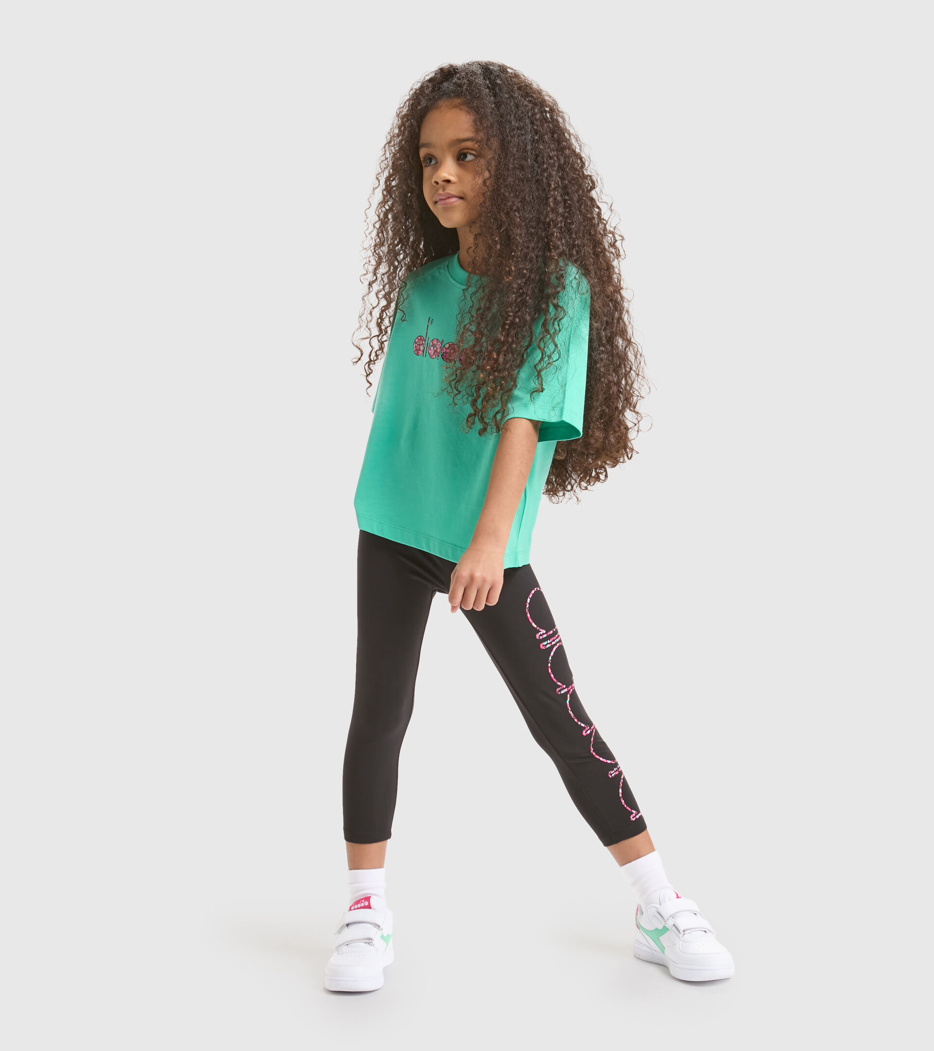 Stretch cotton jersey sports leggings - Girls JG.LEGGINGS BLOSSOM BLACK - Diadora