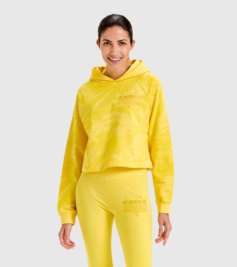 Cropped organic cotton hoodie - Women L. HOODIE CROP MANIFESTO YELLOW LENS - Diadora