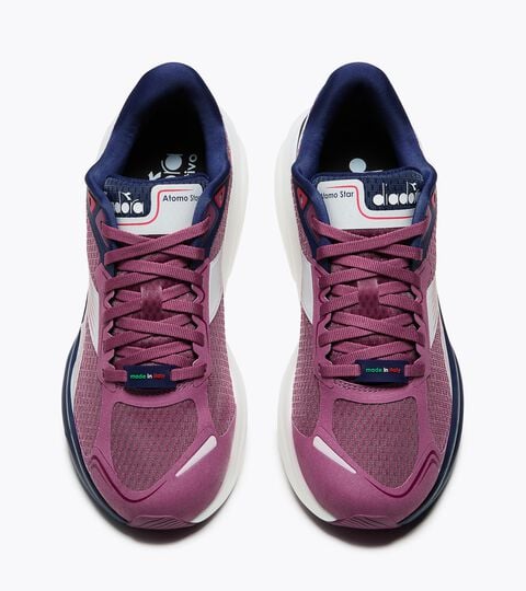 Zapatilla de running Made in Italy - Ligereza y amortiguaci&oacute;n - Para todos los g&eacute;neros ATOMO STAR VLA MALVA MATURA/BLU PEONIA - Diadora