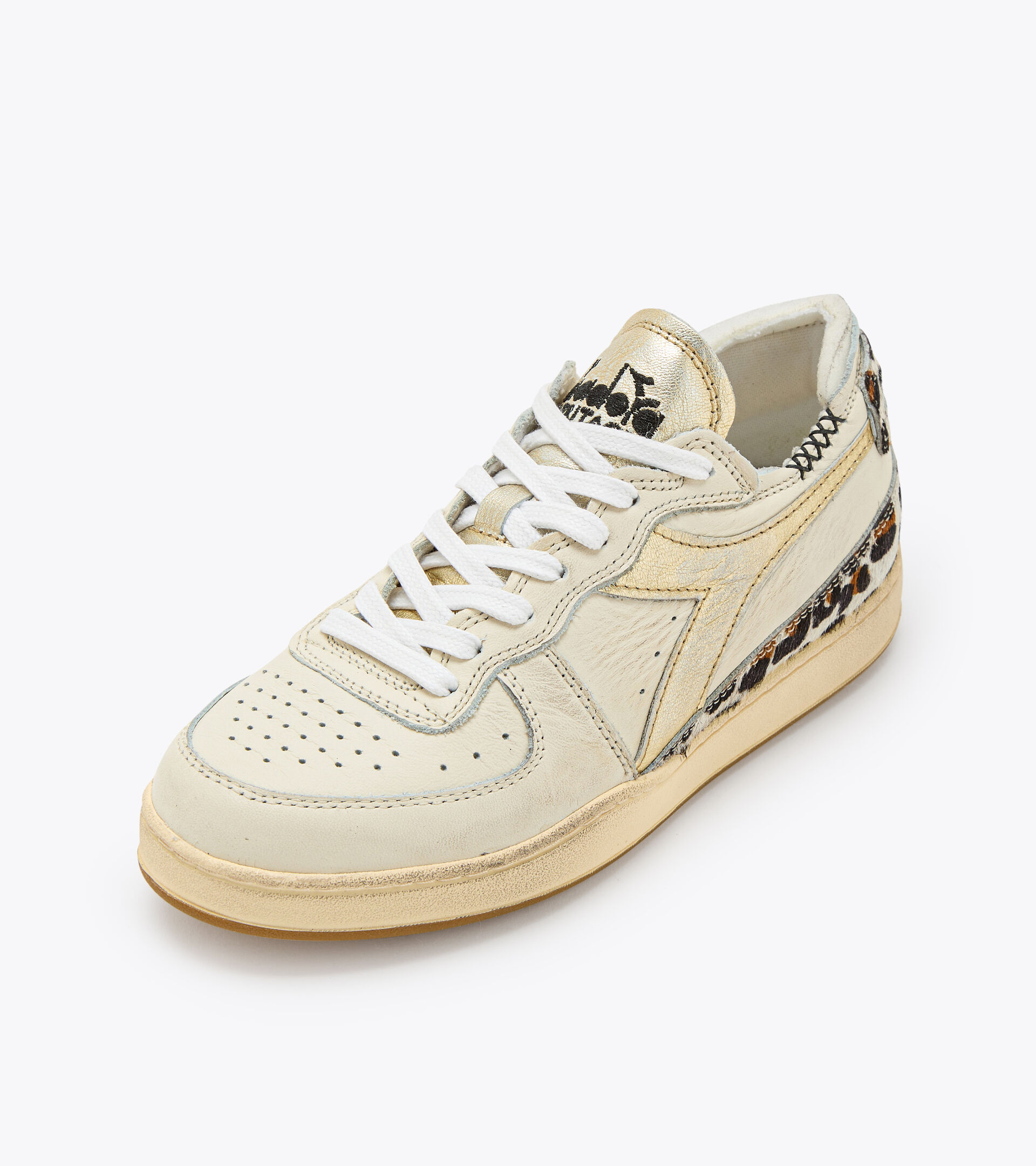 Heritage shoes - Women MI BASKET ROW CUT METALLIC ANIMALIER WN ANTIQUE WHITE - Diadora