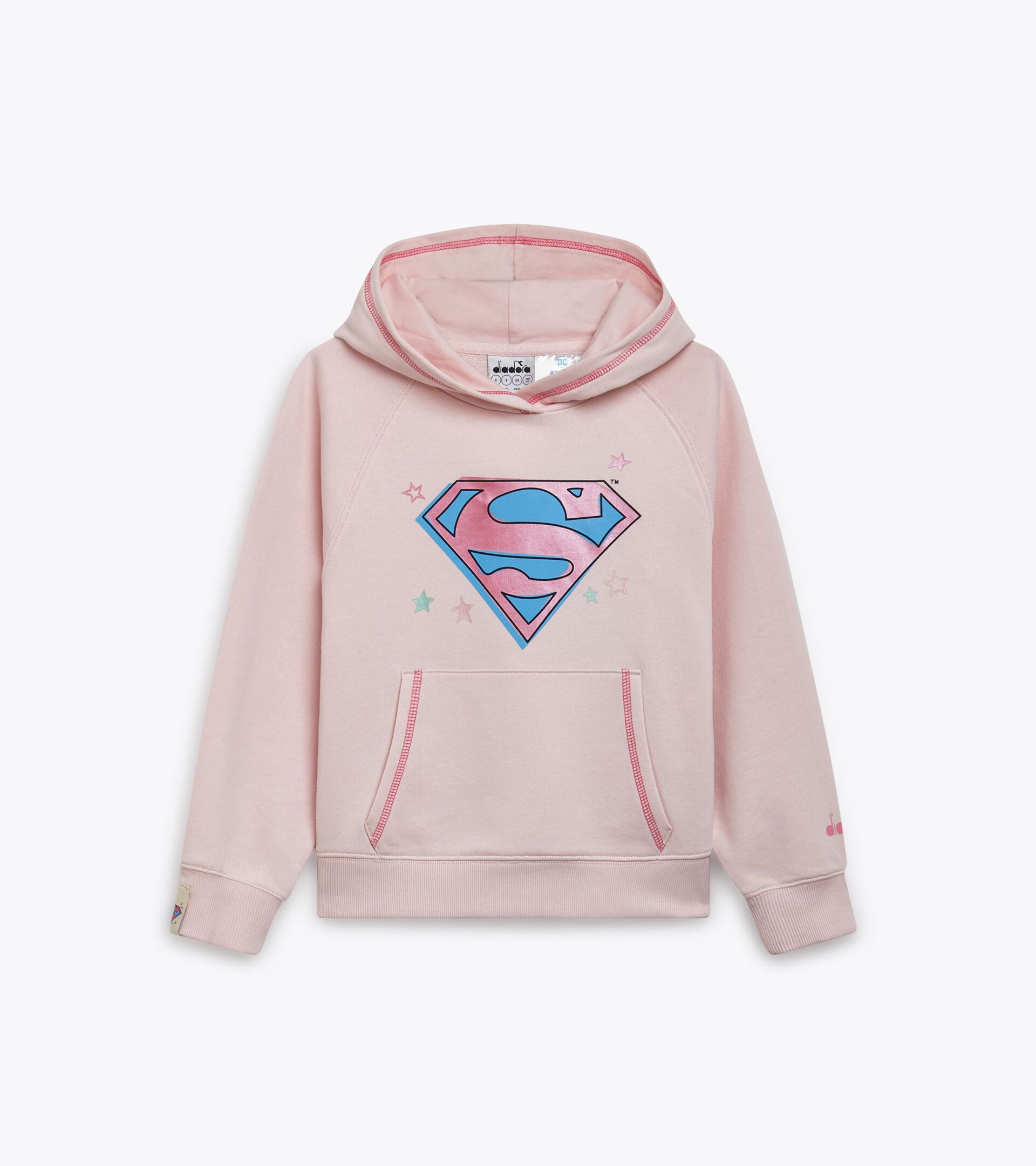 Sweatshirt Superhelden mit Kapuze - Jungen und Mädchen  JU.HOODIE SUPERHEROES ROSEN HARTRIEGEL - Diadora