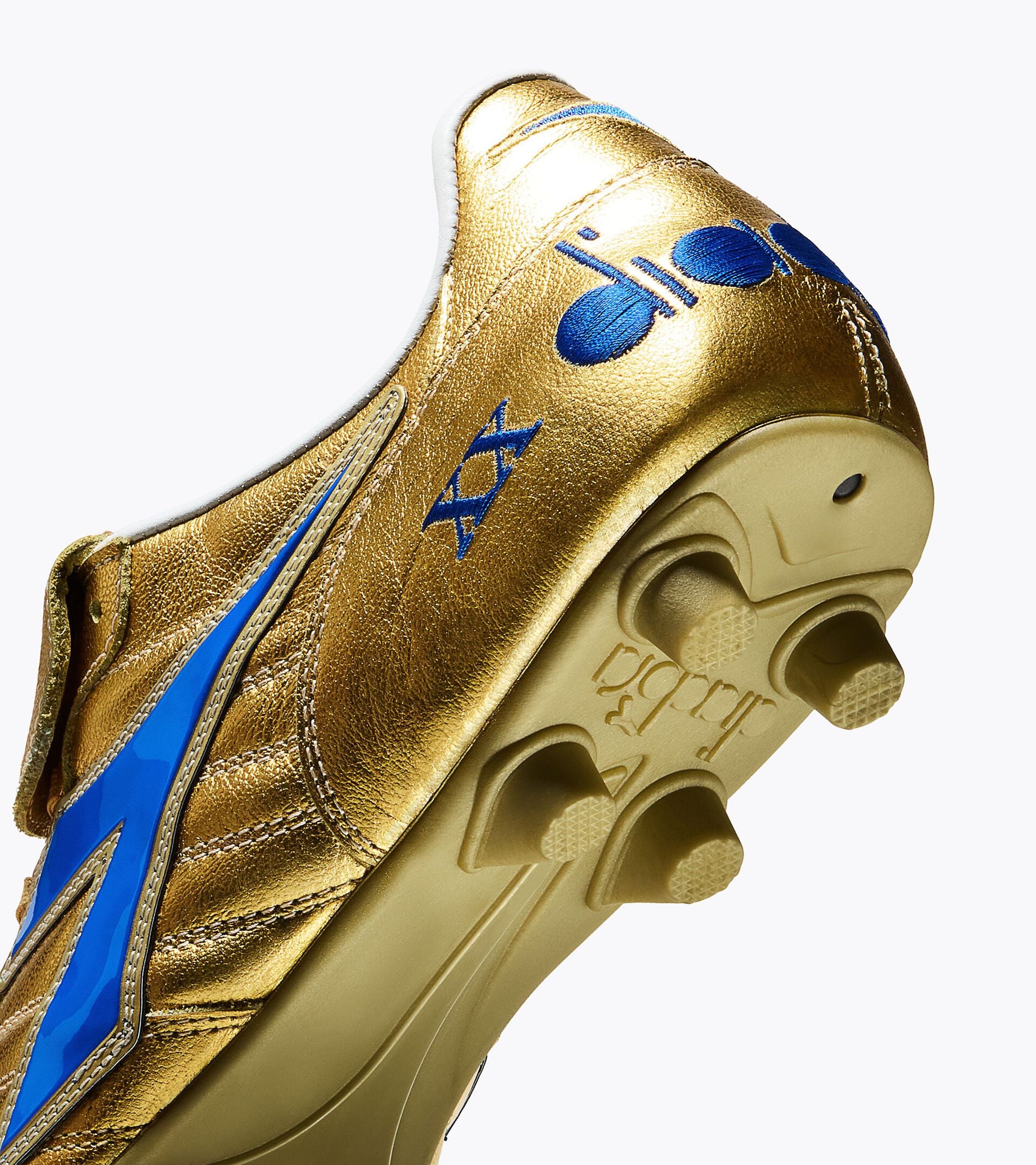 Anniversary Edition Calcio Boot - Made in Italy - All-gender BRASIL#9 ELITE ITALY FG METALLIC GOLD /ROYAL BLUE - Diadora