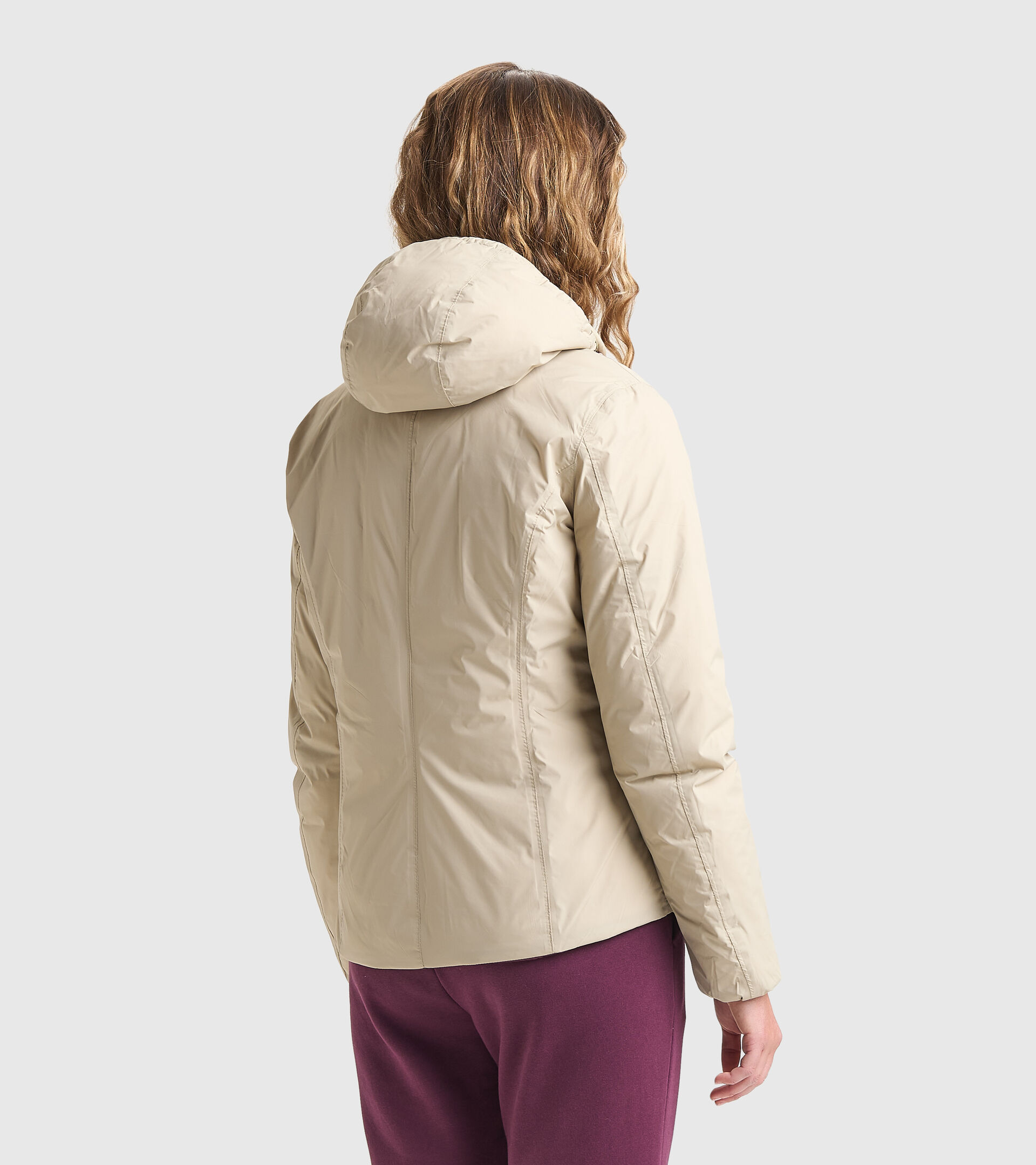 Reversible puffer jacket - Women L. HOODIE INSULATED JACKET FEATHER GRAY/VINEYARD WINE - Diadora