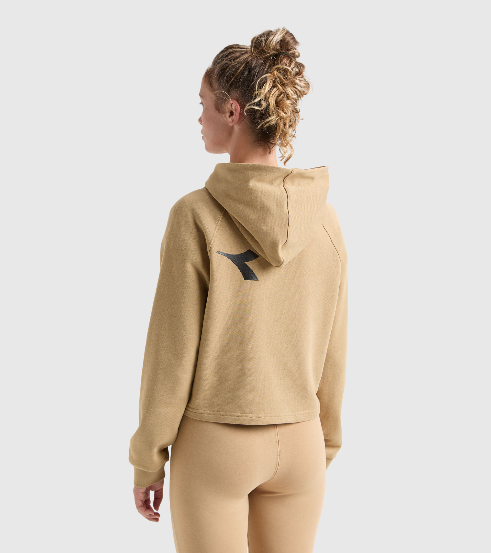 Cotton hooded sweatshirt - Women’s L. HOODIE CROP MANIFESTO BEIGE TAN - Diadora