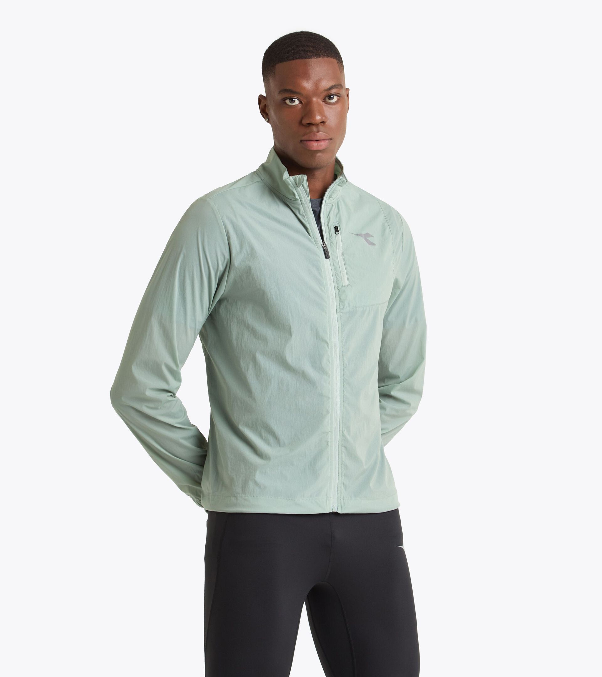 Packable windbreaker jacket - Running - Men’s WINDBREAKER PACKABLE JACKET ICEBERG GREEN - Diadora
