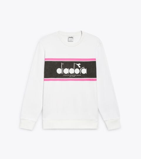 SWEATSHIRT CREW LOGO, BLANCO VIVO Sudadera de algodón con cuello redondo - Para todos los géneros SWEATSHIRT CREW LOGO BLANCO VIVO - Diadora