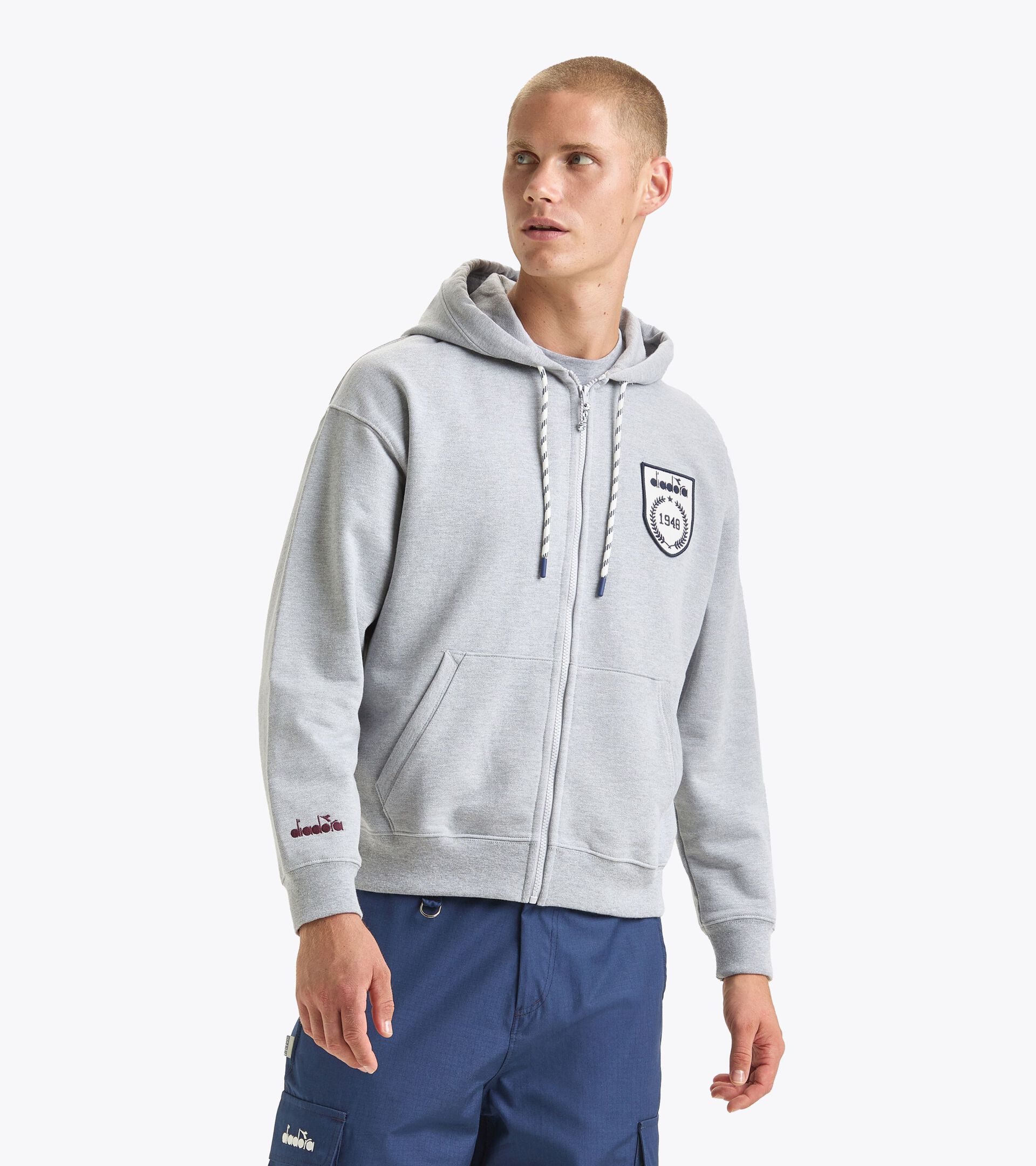 Sporty hoodie - Made in italy - Gender Neutral HOODIE FZ LEGACY HIGH RISE MELANGE - Diadora