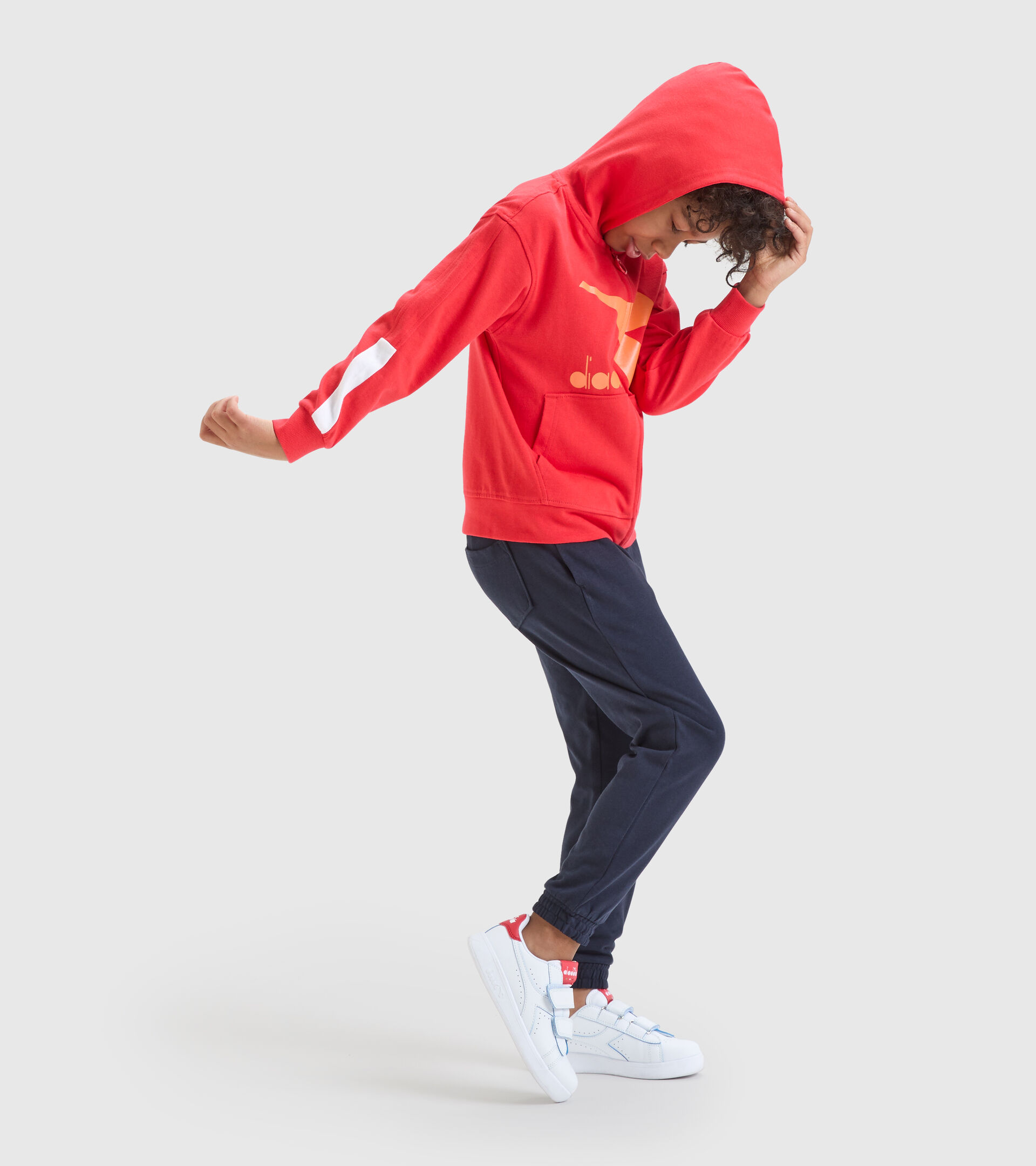 Junior sports tracksuit with hood - Unisex JU.TRACKSUIT HD RAINBOW POPPY RED - Diadora