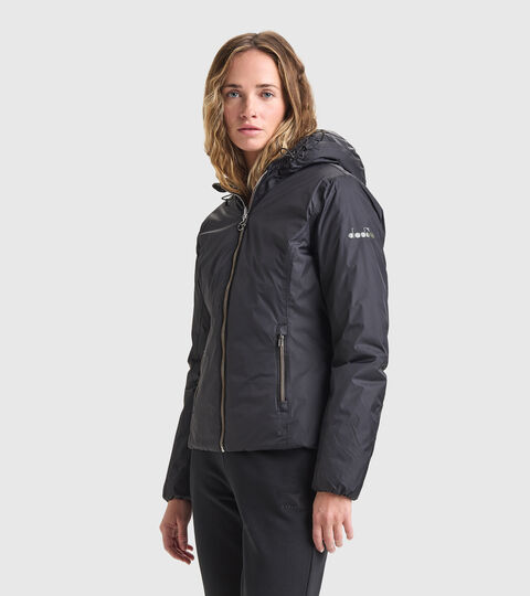 Reversible puffer jacket - Women L. HOODIE INSULATED JACKET BLACK/FOREST NIGHT - Diadora