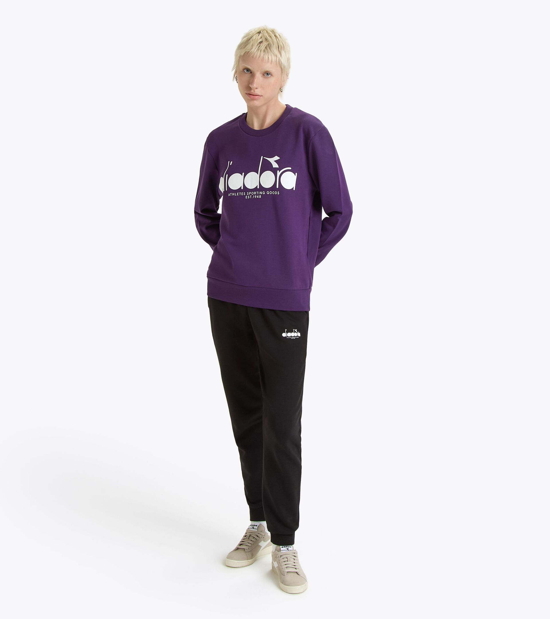 Cotton crewneck - All-Gender SWEATSHIRT CREW LOGO VIOLET JEWEL - Diadora