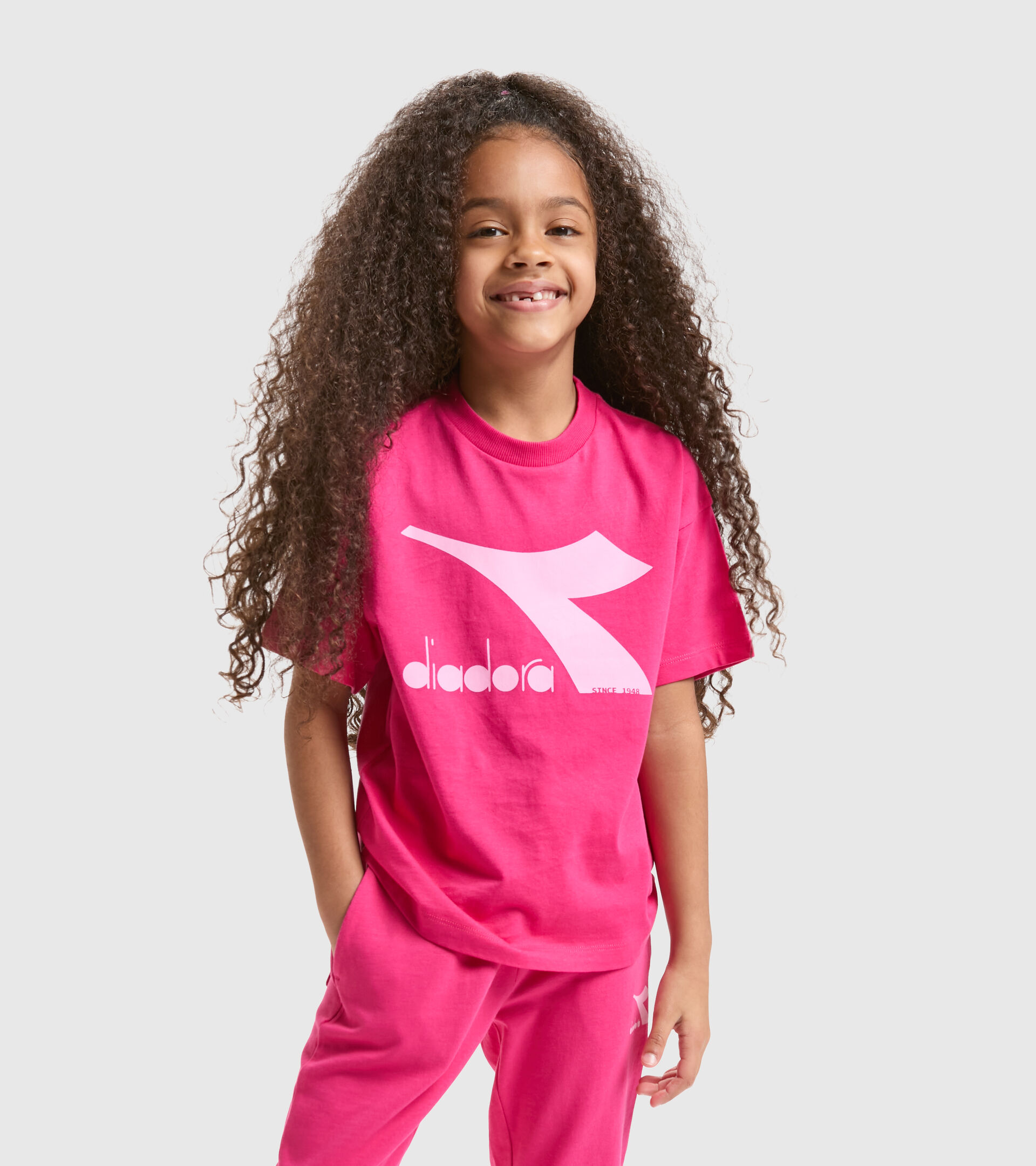 Junior cotton T-shirt - Unisex JU.T-SHIRT SS BL RAINBOW SHOCKING PINK - Diadora