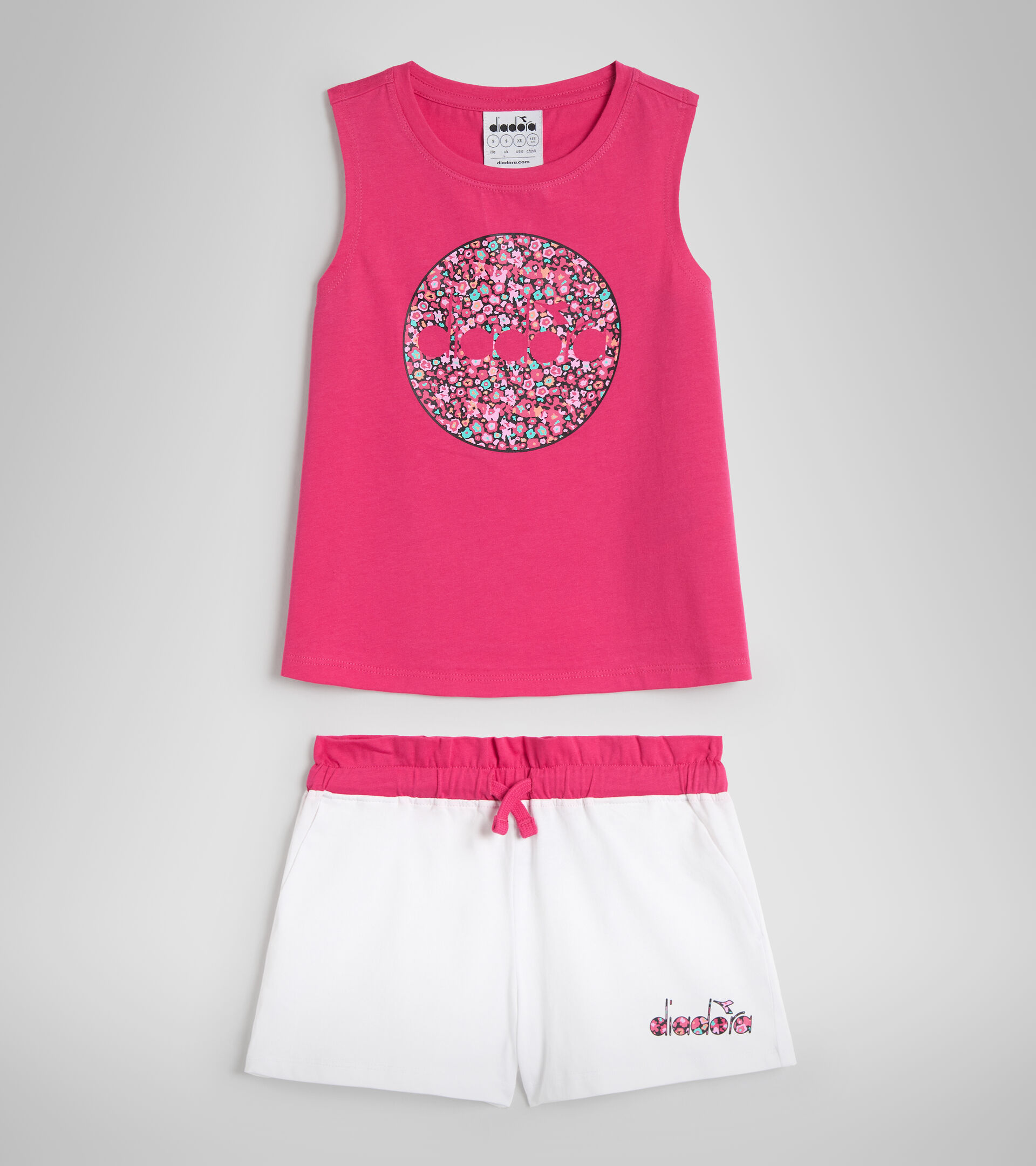 Sports vest top/shorts set - Girls JG.SET SL BLOOM SHOCKING PINK - Diadora