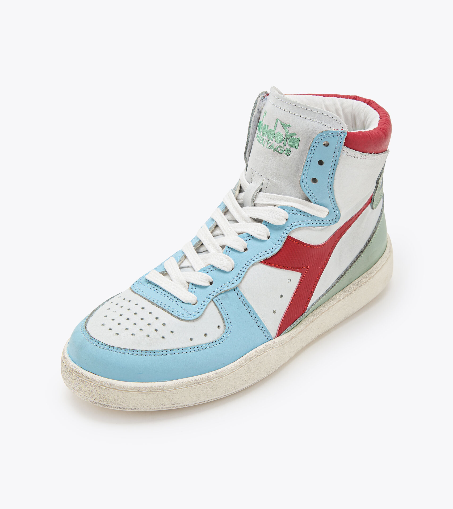 Heritage shoes - Unisex MI BASKET USED WHITE/AQUAMARINE - Diadora