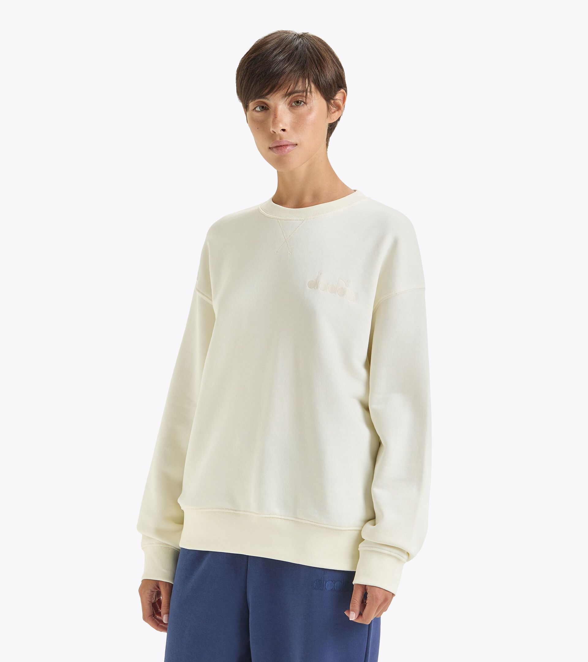 Sweat-shirt ras de cou - Gender Neutral SWEATSHIRT CREW ATHL. LOGO BLANCHE VANILLE GLACE - Diadora