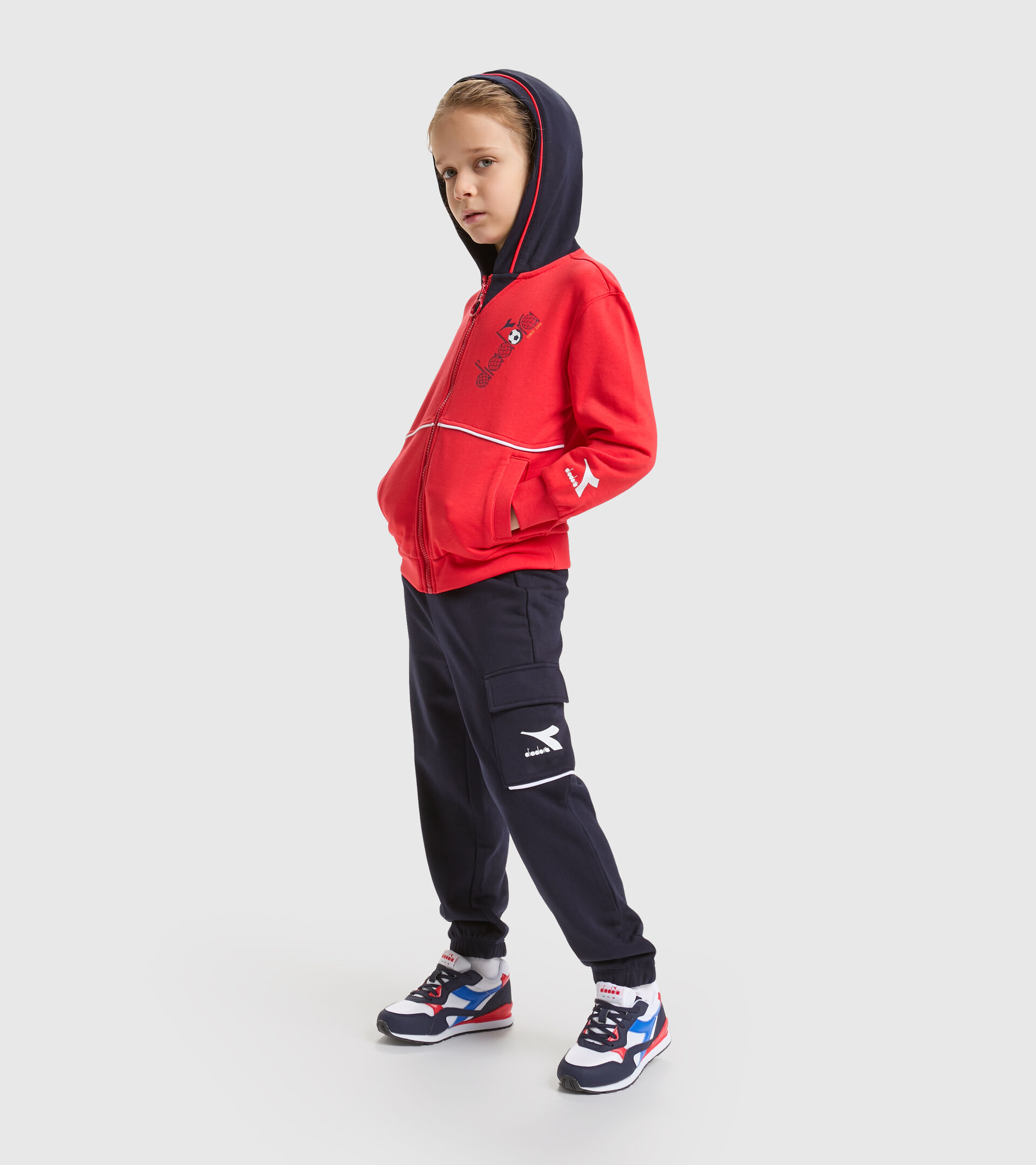 Cotton sports tracksuit - Boy’s JB.TRACKSUIT HD FZ DIADORA FC POPPY RED - Diadora