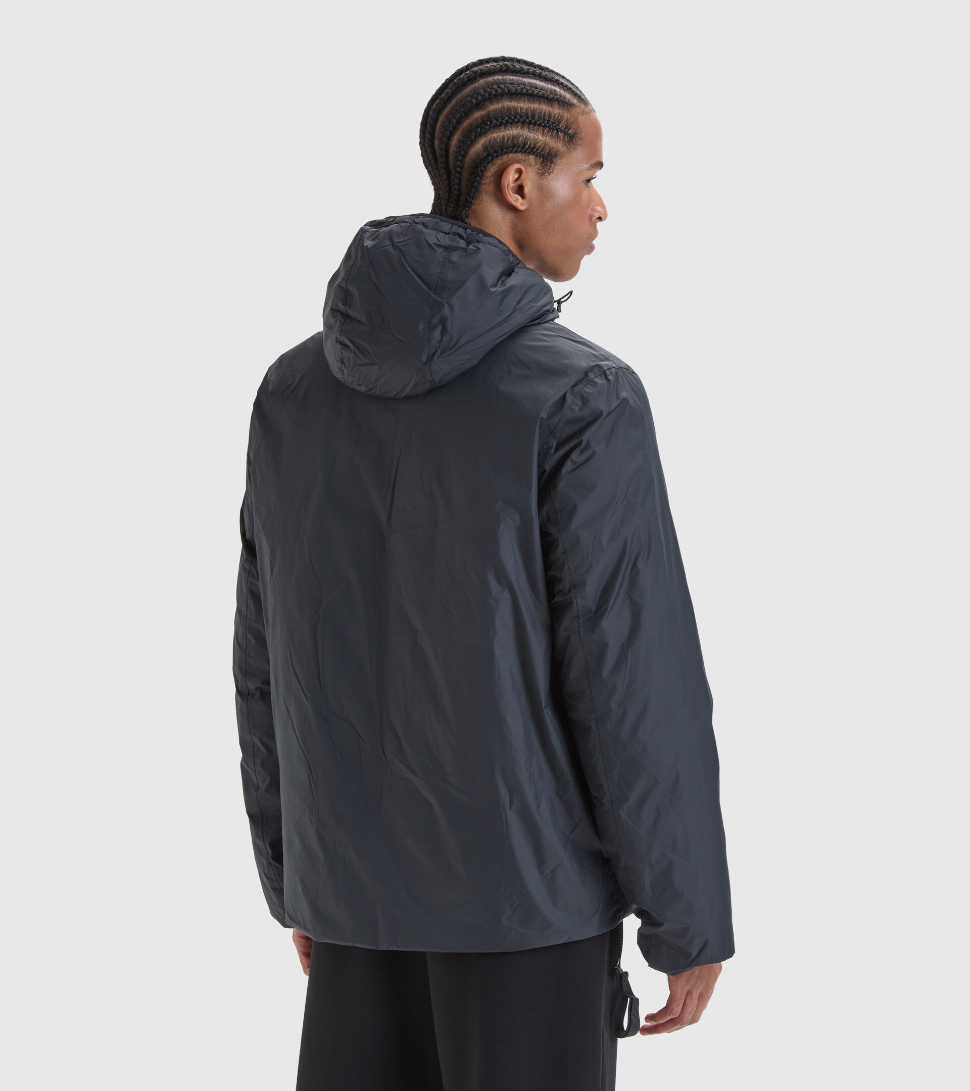 Reversible puffer jacket - Men HOODIE INSULATED JACKET BLACK/SHADOW - Diadora