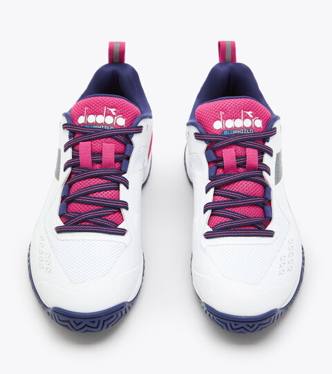 BLUSHIELD TORNEO 2 W AG, WSS/BLAUDRUCK/ROSA SCHAFGARBE Tennis shoes for hard surfaces or clay courts - Women BLUSHIELD TORNEO 2 W AG WSS/BLAUDRUCK/ROSA SCHAFGARBE - Diadora
