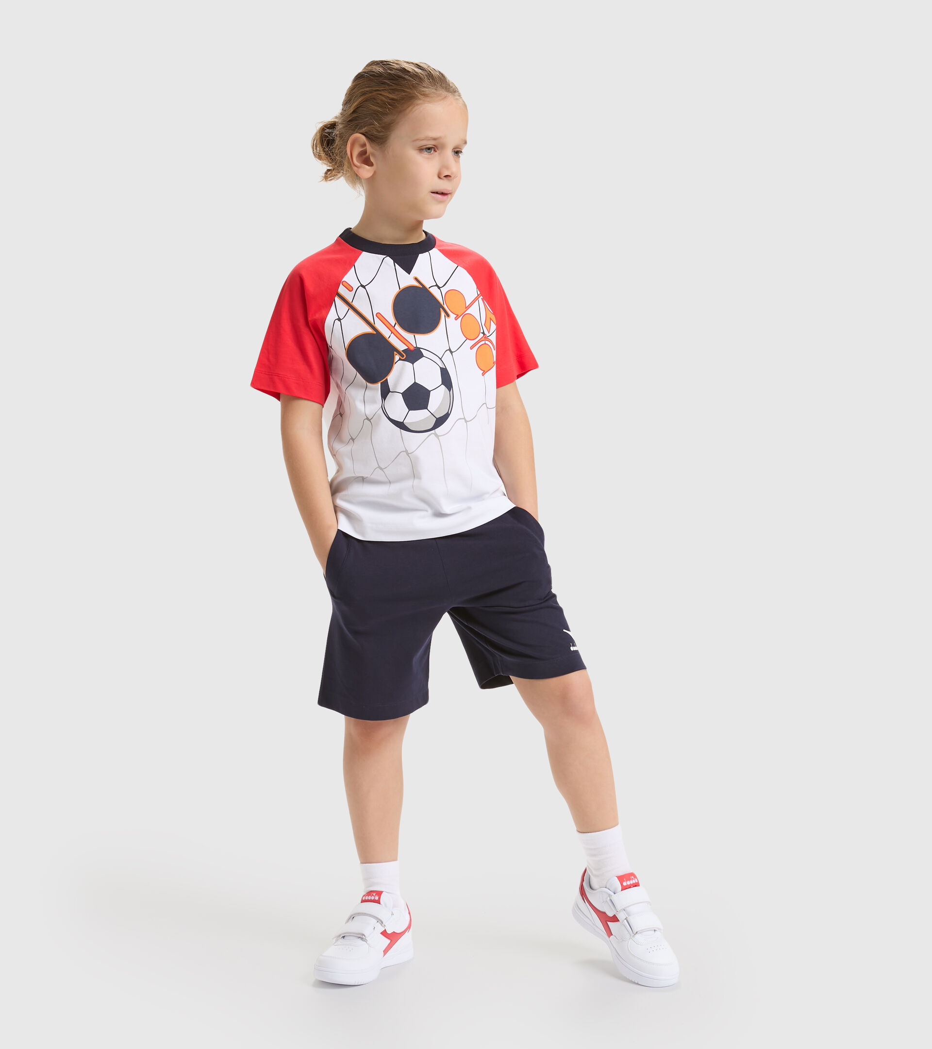 Cotton shorts/T-shirt set - Boys JB.SET SS SCORE OPTICAL WHITE - Diadora