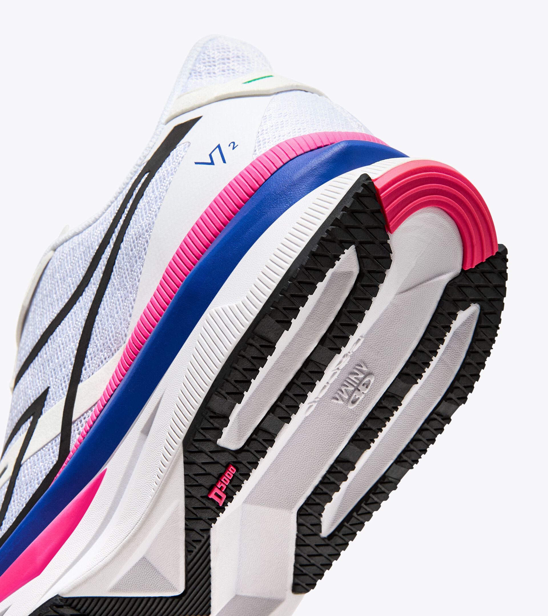 Made in Italy running shoe - Lightness and cushioning - All gender ATOMO V7000-2 WHITE/SURF THE WEB/PINK FLUO - Diadora