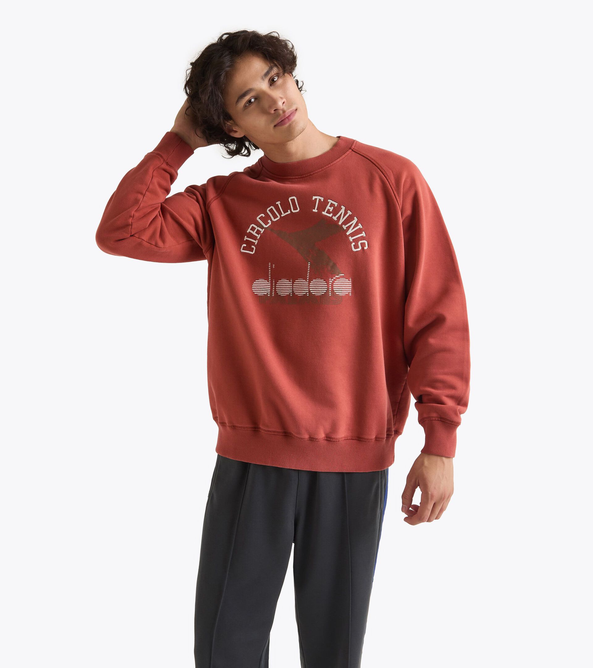 Sweatshirt Crew Legacy - Made in Italy - All-gender SWEATSHIRT CREW LEGACY BROWN BURNT BRICK - Diadora