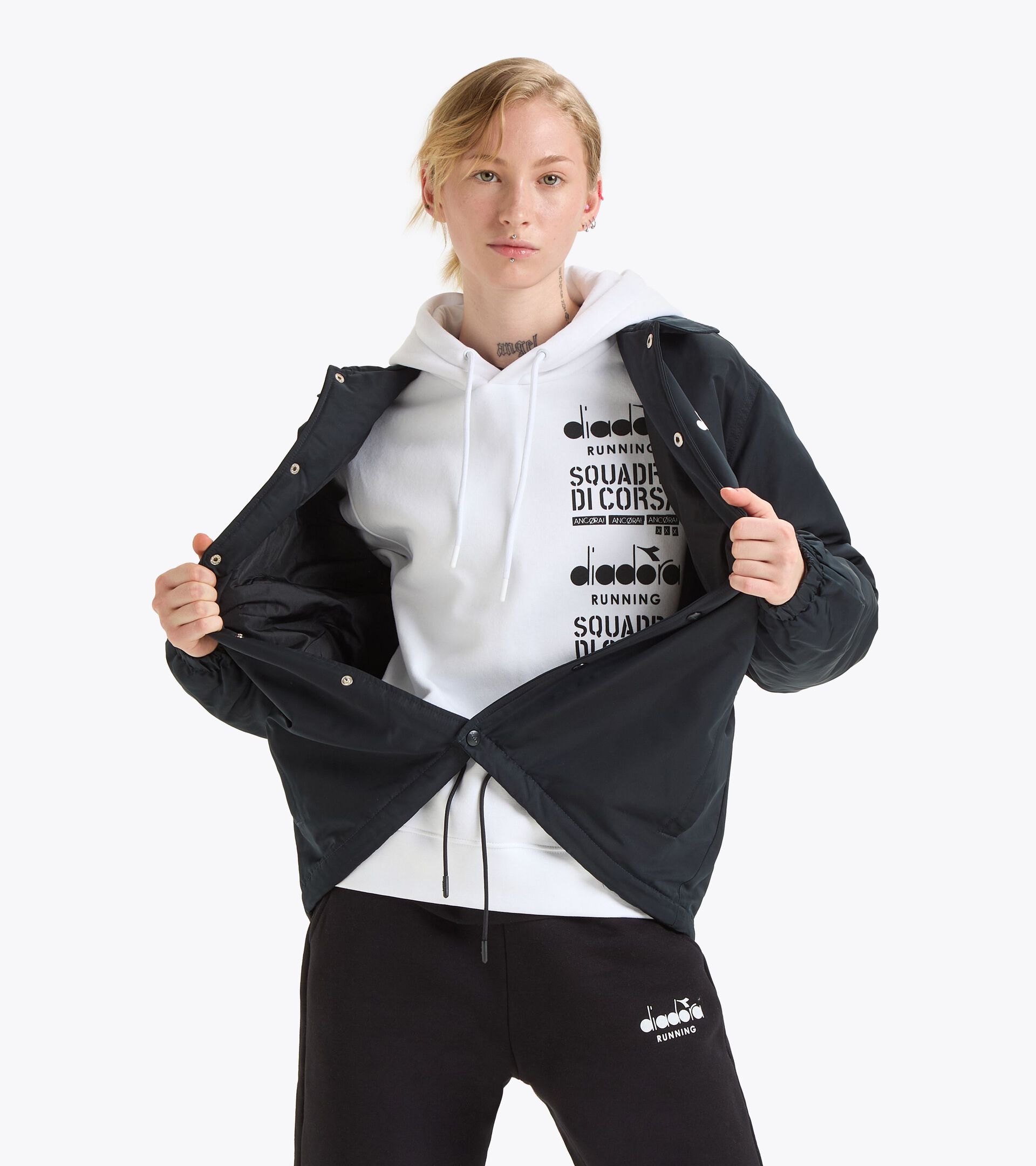 Squadra di Corsa windproof coach jacket - Gender Neutral JACKET COACH SQUADRA DI CORSA BLACK - Diadora