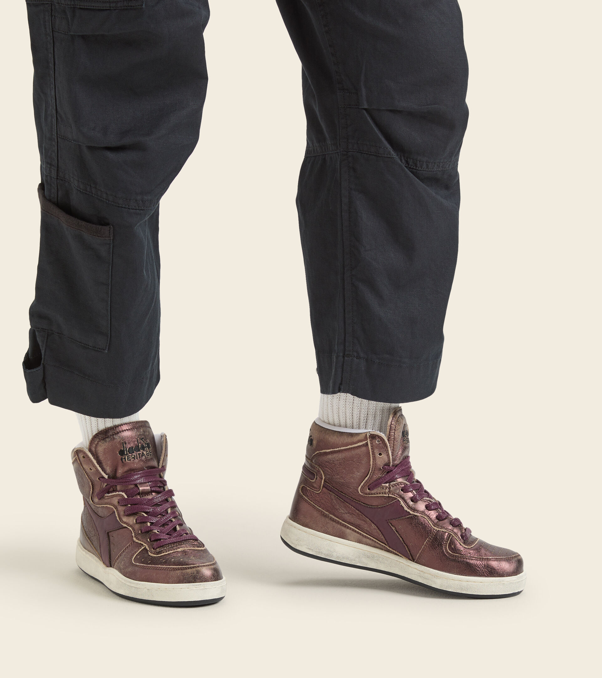 Heritage shoe - Unisex MI BASKET METAL USED VIOLET FIG - Diadora