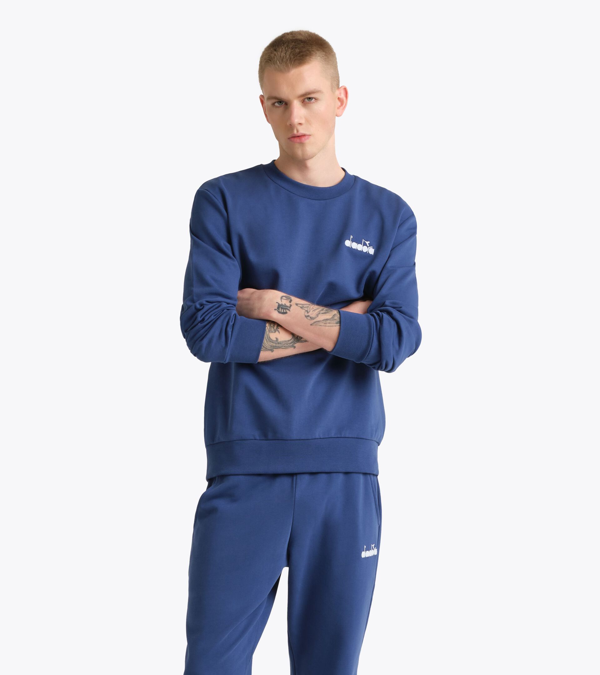 Cotton crewneck - All-Gender SWEATSHIRT CREW LOGO NAVY PEONY - Diadora