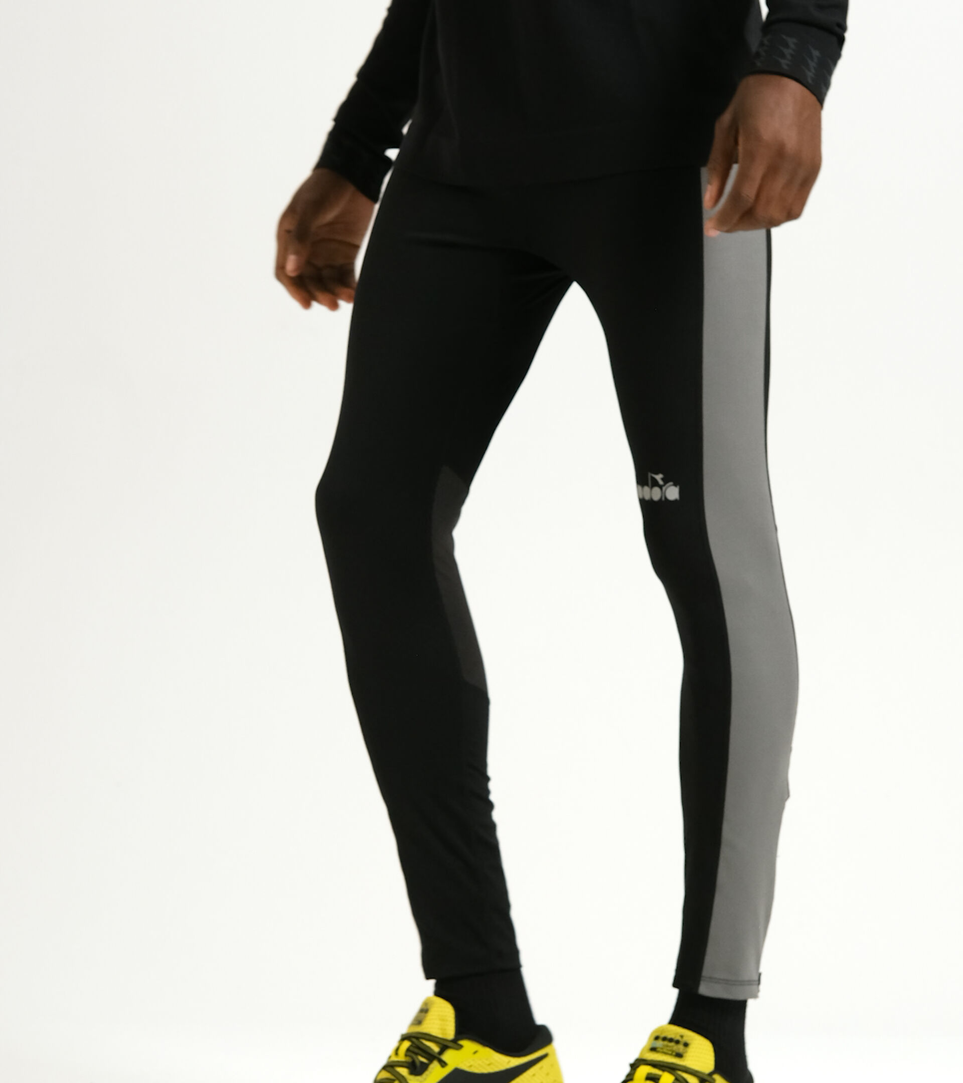 Running leggings - Men RUNNING TIGHTS OYSTER MUSHROOM/GRY QUIET SHAD - Diadora