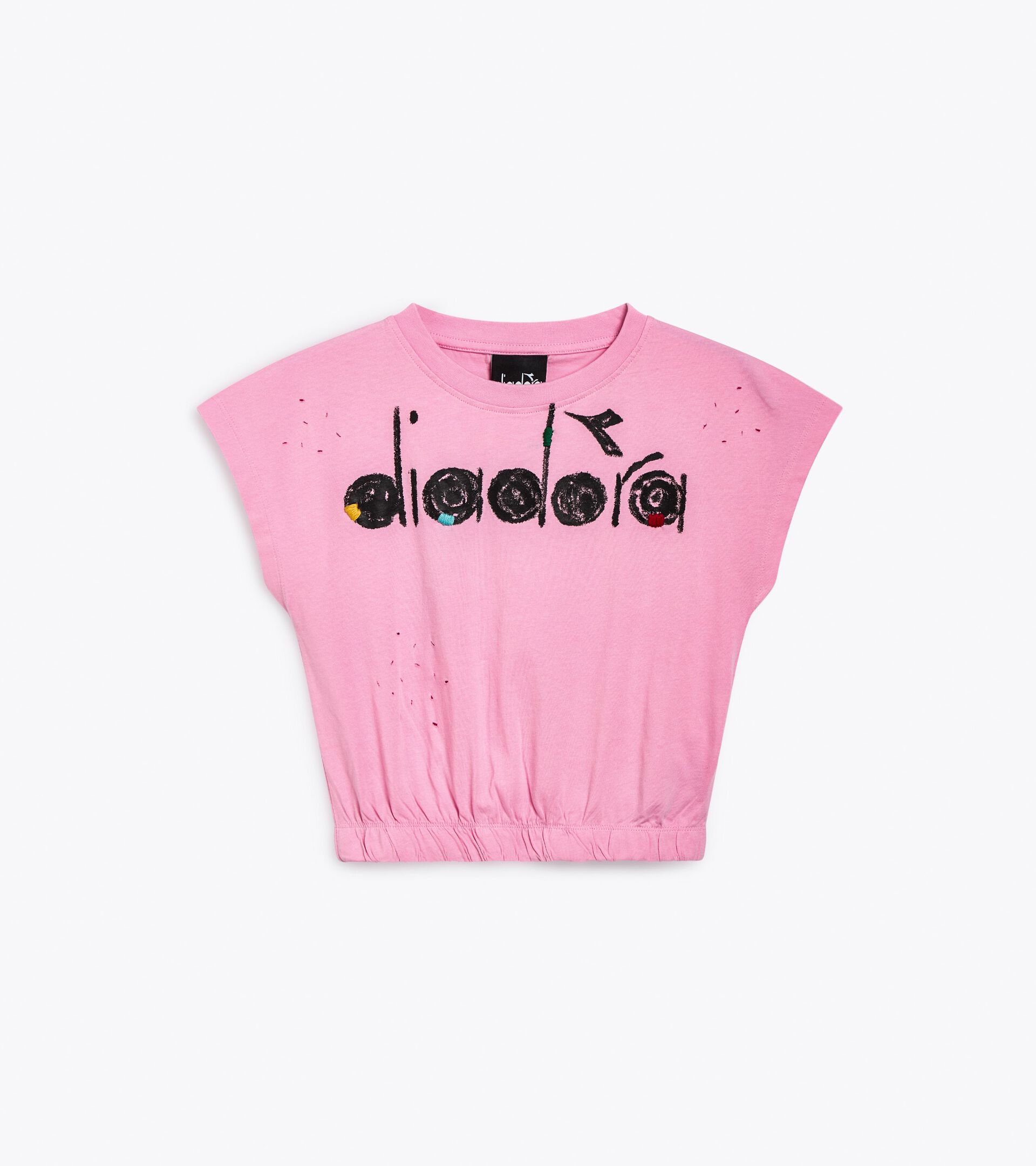 Cropped T-shirt - Boxy fit - Girl JG.  T-SHIRT SS CROP CAMO PINK TROPICAL PEACH - Diadora