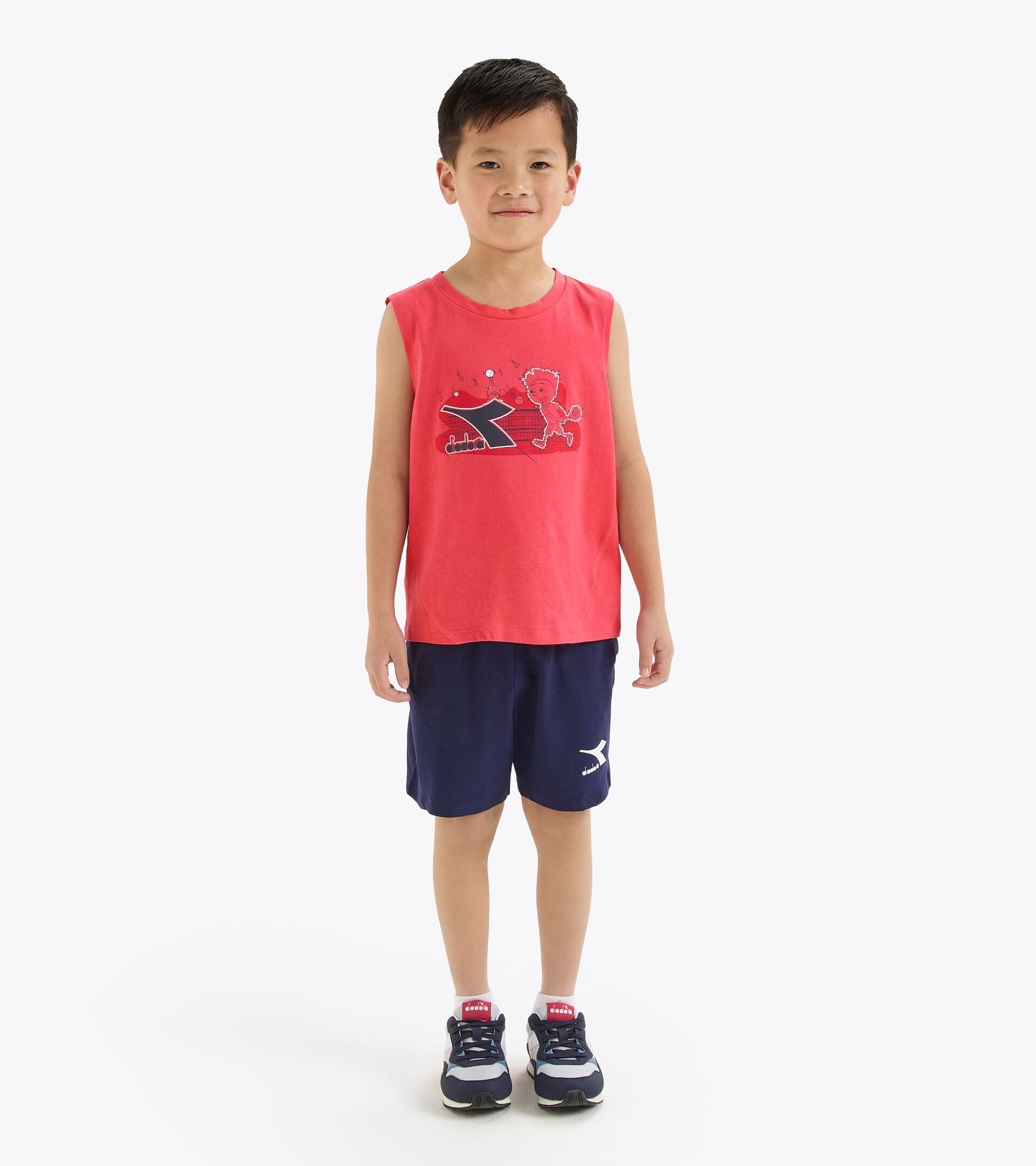 Conjunto deportivo - Camiseta sin mangas y pantalones cortos - Niños y adolescentes JB. SET SL RIDDLE ROJO CAYENA - Diadora