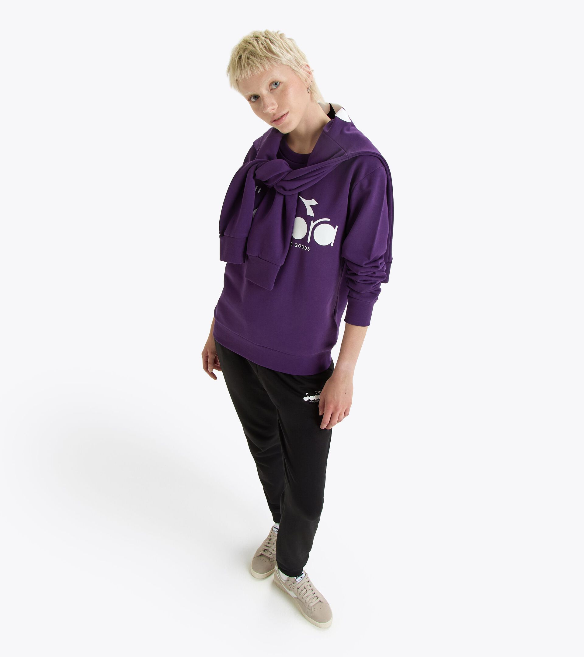 Cotton crewneck - All-Gender SWEATSHIRT CREW LOGO VIOLET JEWEL - Diadora