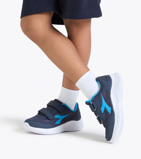 ROBIN 3 JR V, BLUE CORSAIR/DRESDEN BLUE Junior velcro-strap running shoe - Unisex ROBIN 3 JR V BLUE CORSAIR/DRESDEN BLUE - Diadora