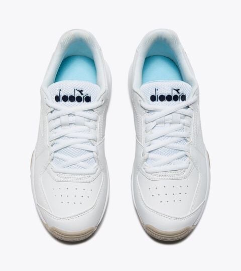 S. CHALLENGE 6 W SL CLAY, WHITE/CORYDALIS BLUE Tennis shoe for clay courts - Stability - Women’s S. CHALLENGE 6 W SL CLAY WHITE/CORYDALIS BLUE - Diadora