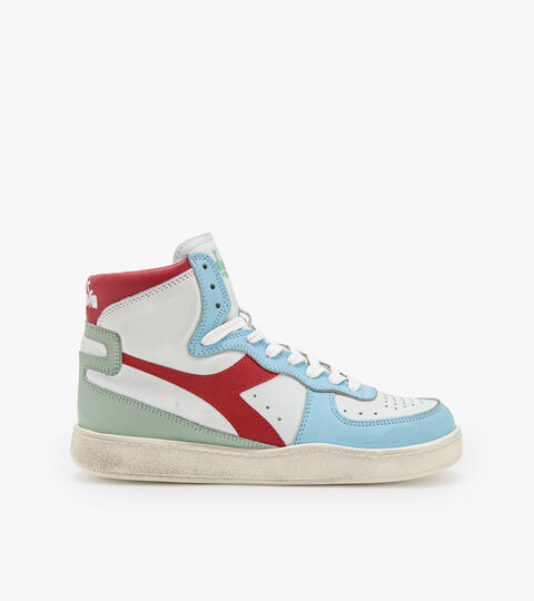 Chaussures Heritage - Unisexe MI BASKET USED BLANC/BLEU-VERT - Diadora