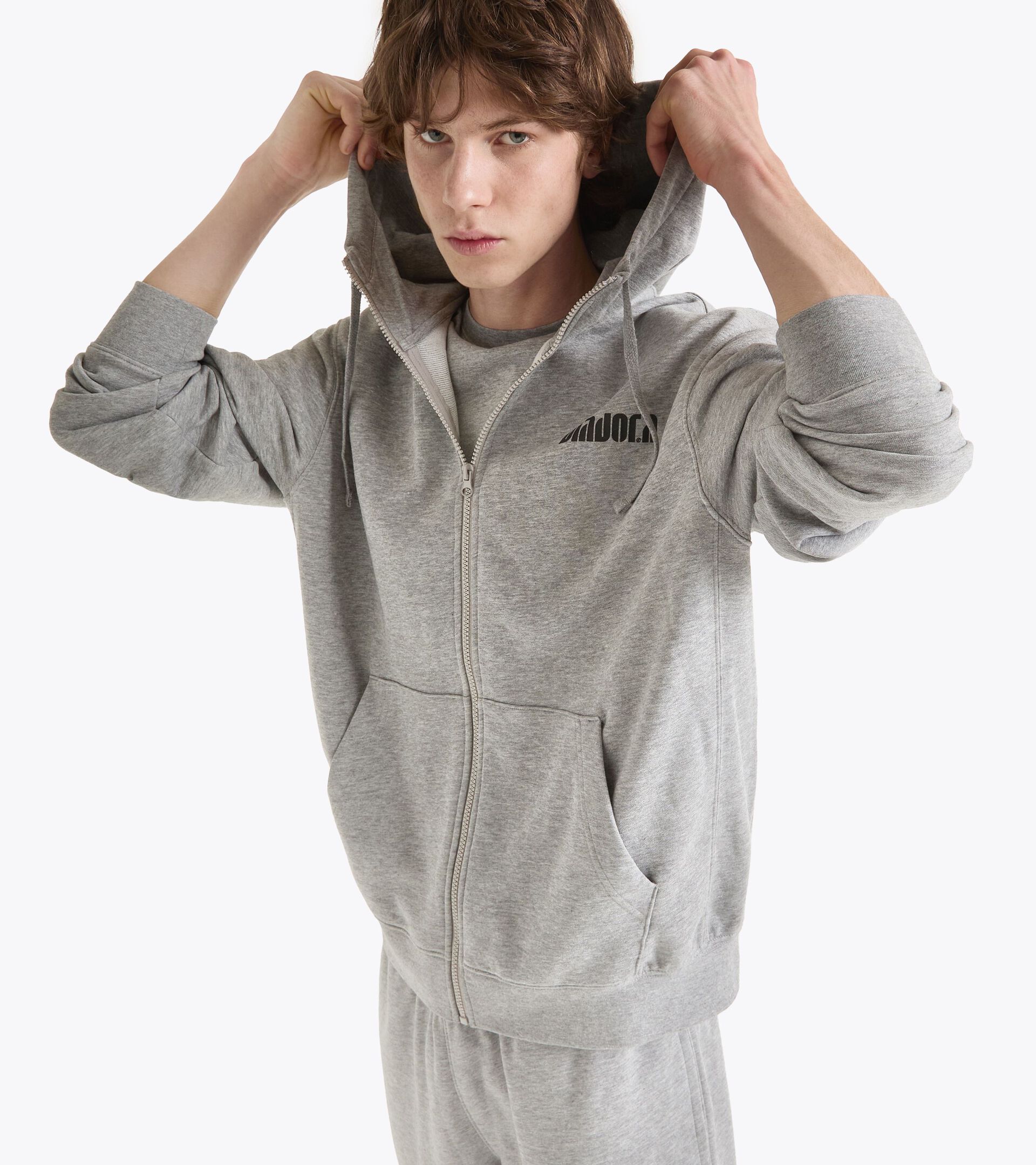 Zipped hoodie - All-gender HOODIE FZ. ATHL. LOGO HIGH RISE MELANGE - Diadora