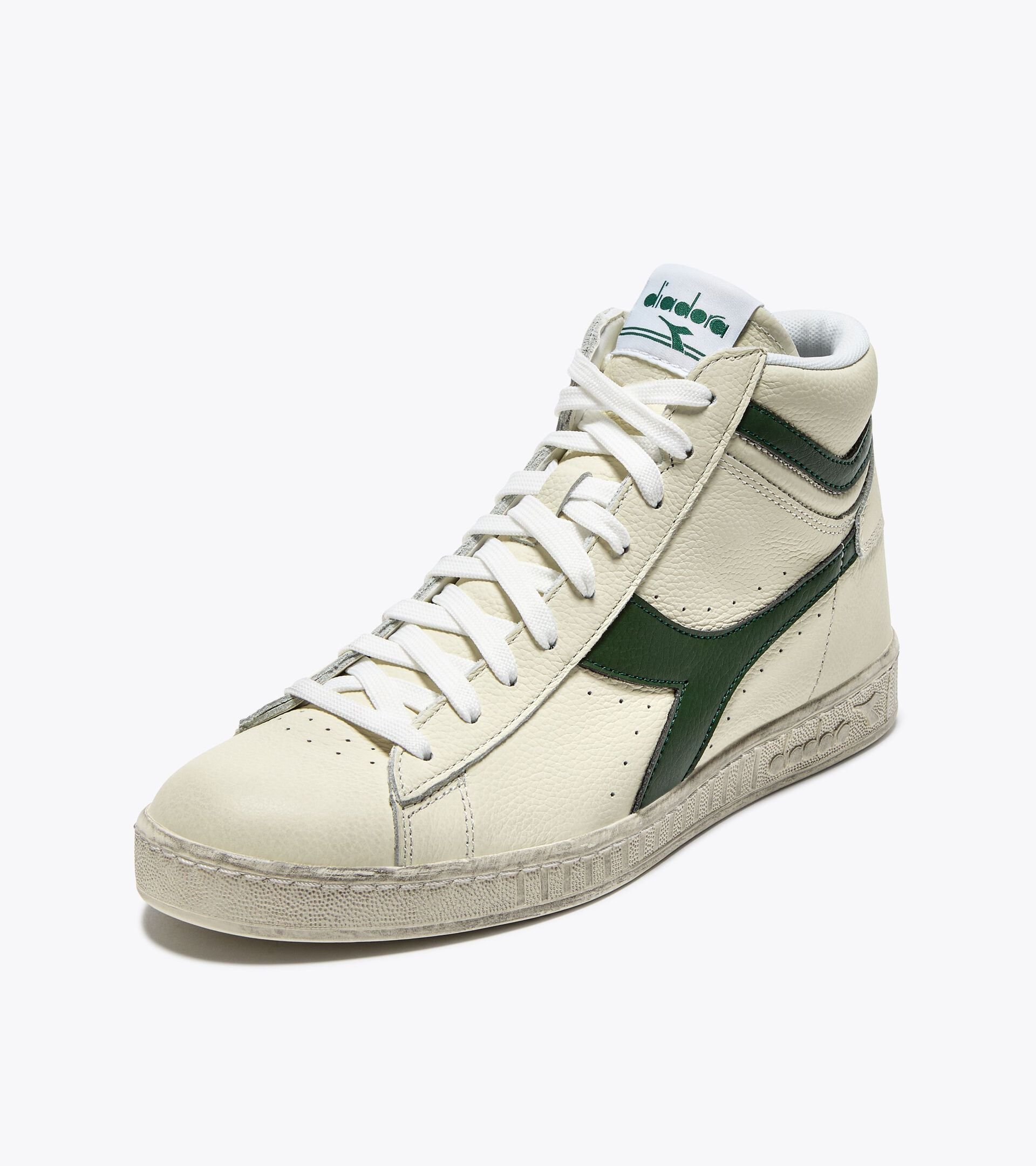 Sporty sneakers - All-Gender GAME L HIGH WAXED WHITE/FOGLIAGE GREEN - Diadora