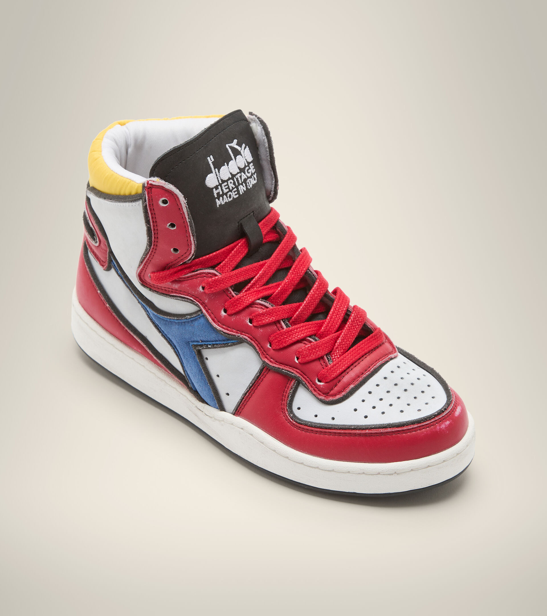 Heritage shoes - Made in Italy - Unisex MI BASKET DESSAU WHITE /RED - Diadora