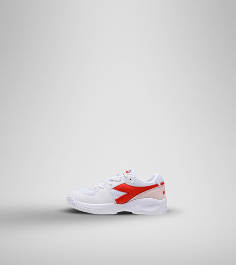 S. CHALLENGE 3 JR, BLANC/ROUGE HIBISCUS VIF Chaussures de tennis pour terrains durs et terre battue - Unisexe Enfant S. CHALLENGE 3 JR BLANC/ROUGE HIBISCUS VIF - Diadora