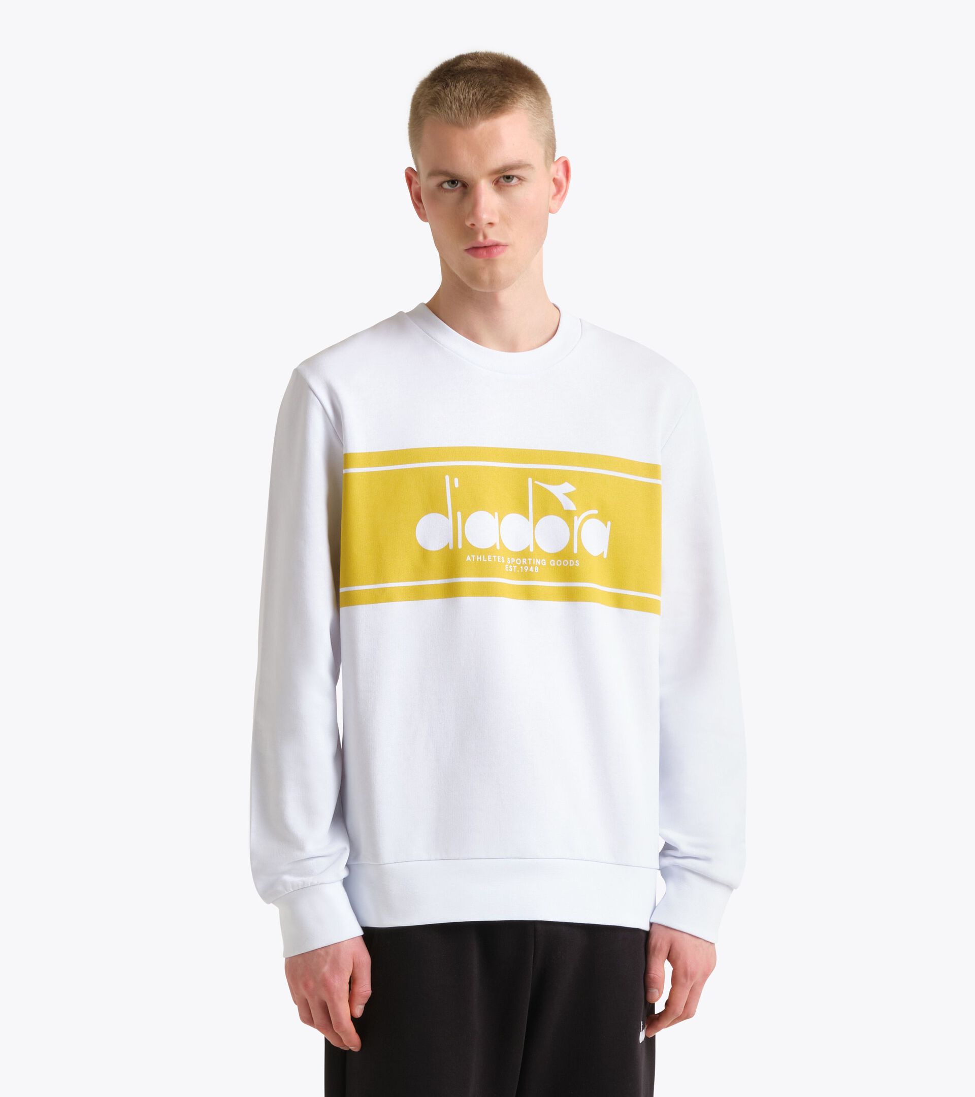 Sudadera de algod&oacute;n con cuello redondo - Para todos los g&eacute;neros SWEATSHIRT CREW LOGO AMARILLO YEMA - Diadora