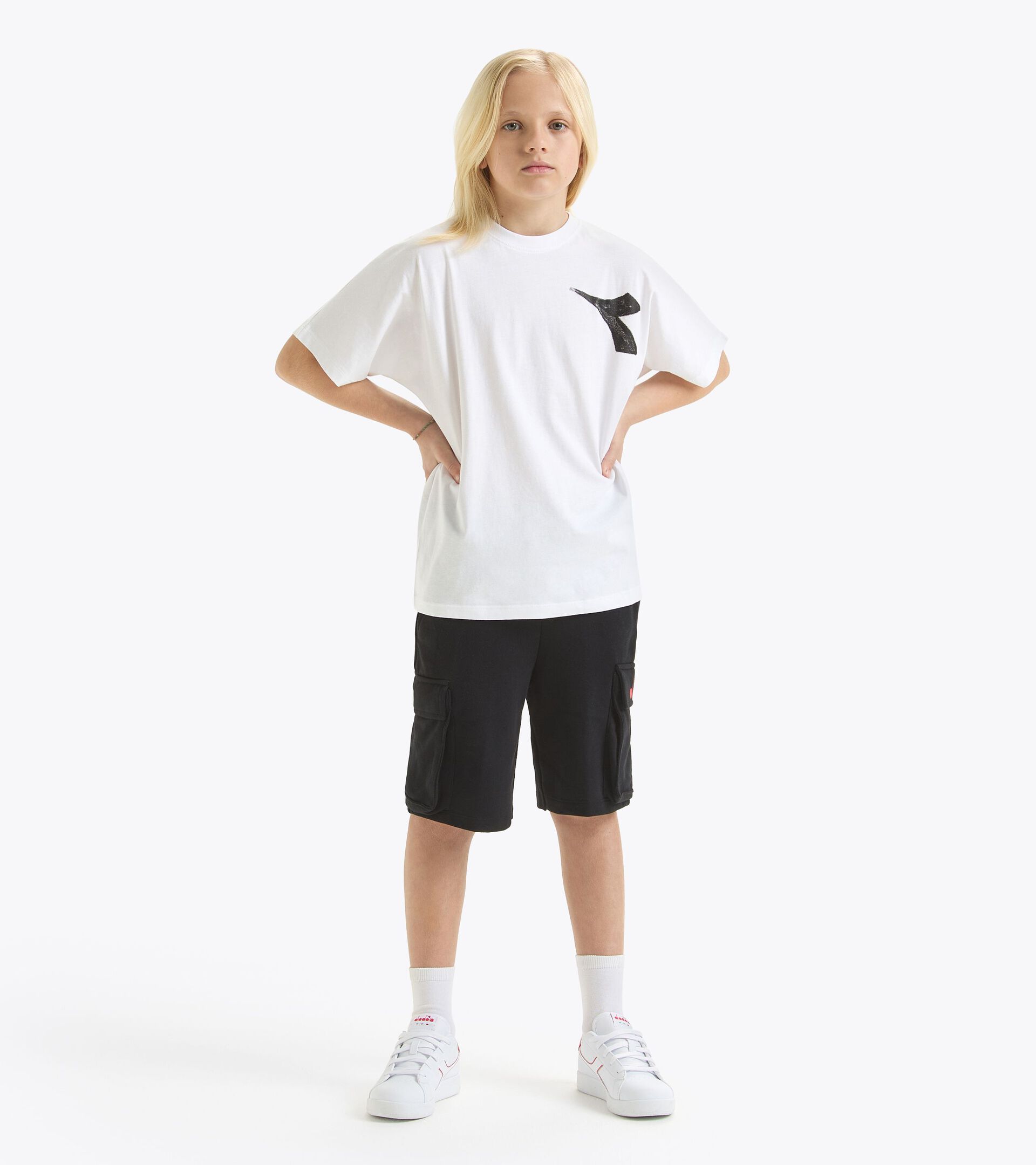 T-Shirt aus Baumwolle - Jungen JB. T-SHIRT SS SL GRAFFITI ANTIQUITAT WEISS - Diadora