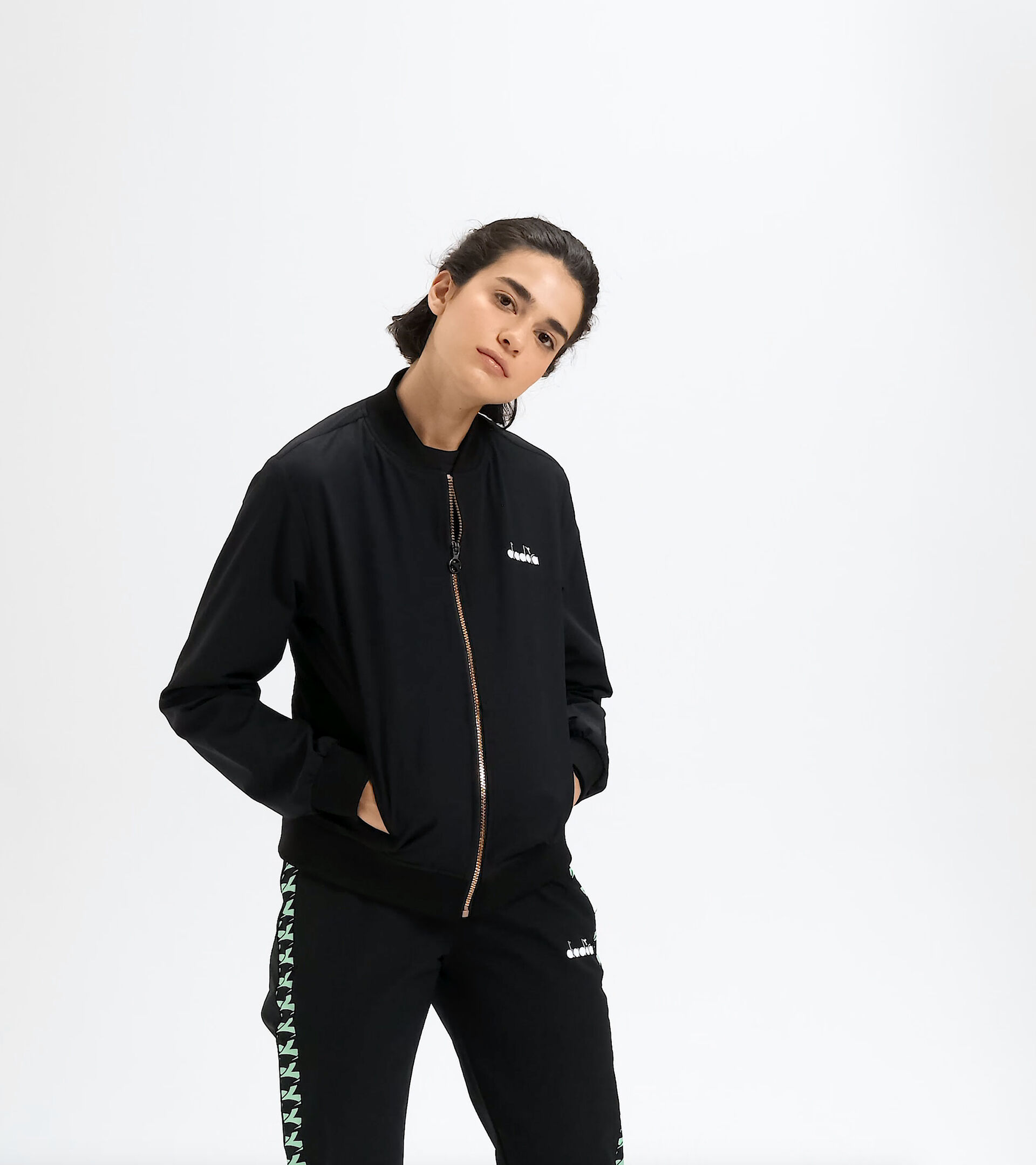 Tennis jacket - Women L. FZ JACKET CHALLENGE BLACK - Diadora