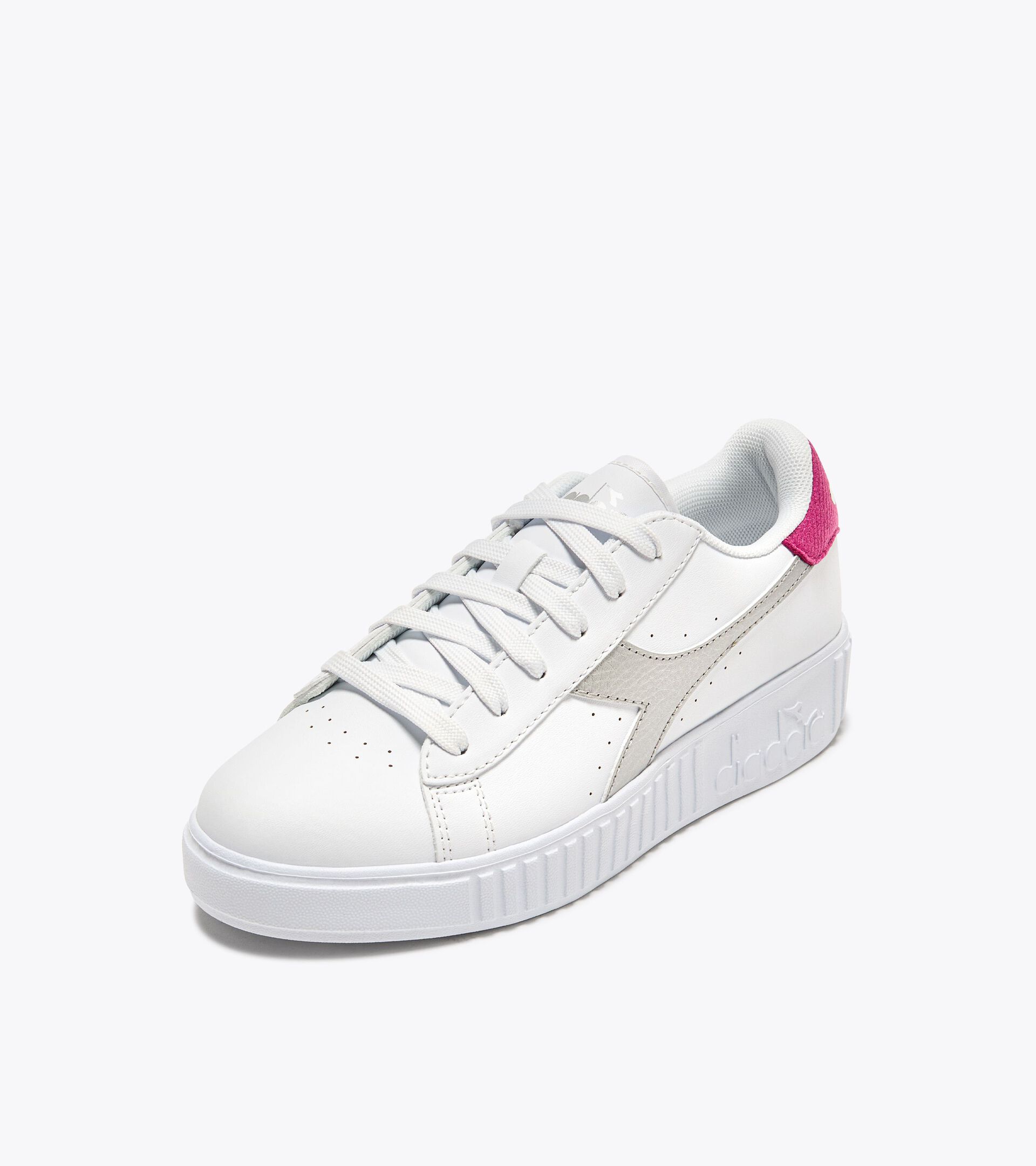 Sports shoe -  8 to 16 years old - All-gender GAME STEP METAL GS WHITE/FESTIVAL FUCHSIA/SILVER - Diadora