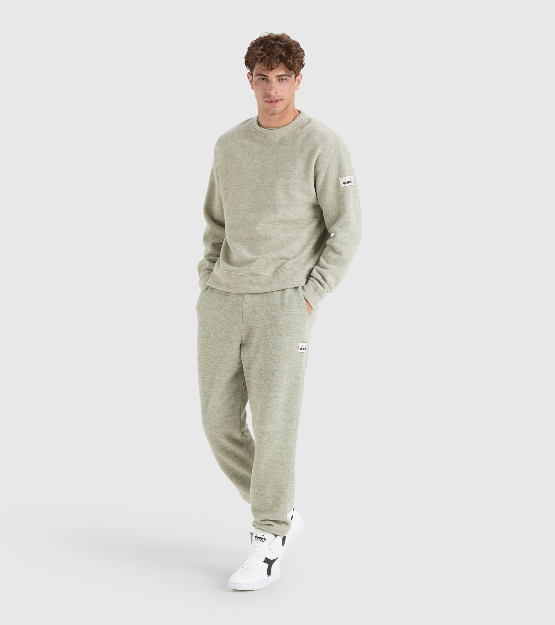 Crew-neck sports sweatshirt - Unisex SWEATSHIRT CREW MANIFESTO 2030 DESERT SAGE MELANGE - Diadora