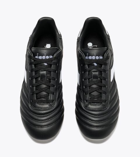 Fu&szlig;ballschuh aus Leder f&uuml;r kompakte B&ouml;den - F&uuml;r alle Geschlechter BRASIL ICON LT+ LP12 SCHWARZ/WEISS - Diadora