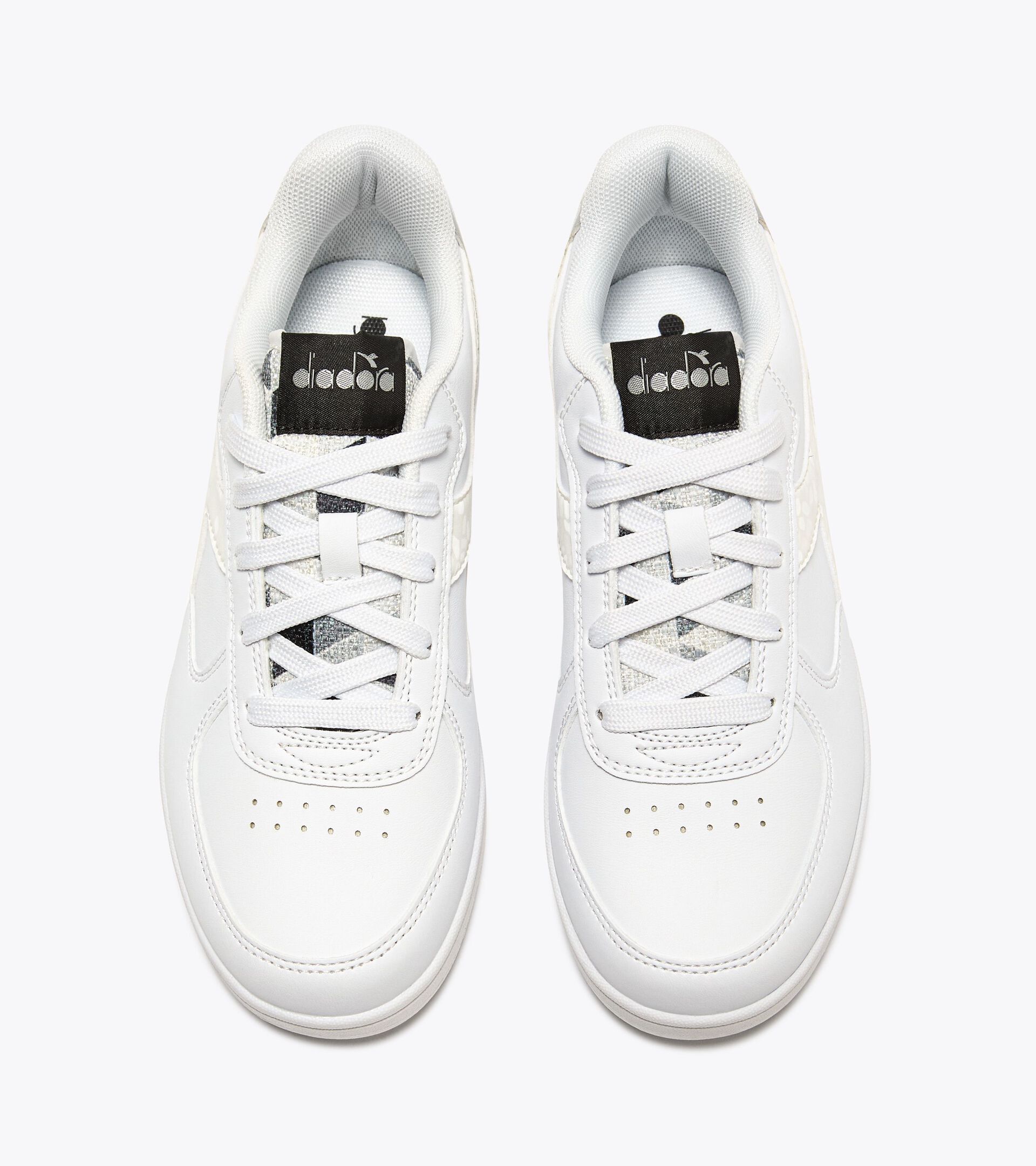 Sports shoe -  8 to 16 years old - Girls
 RAPTOR LOW SPOTTED GS WHITE/BLACK/SILVER - Diadora