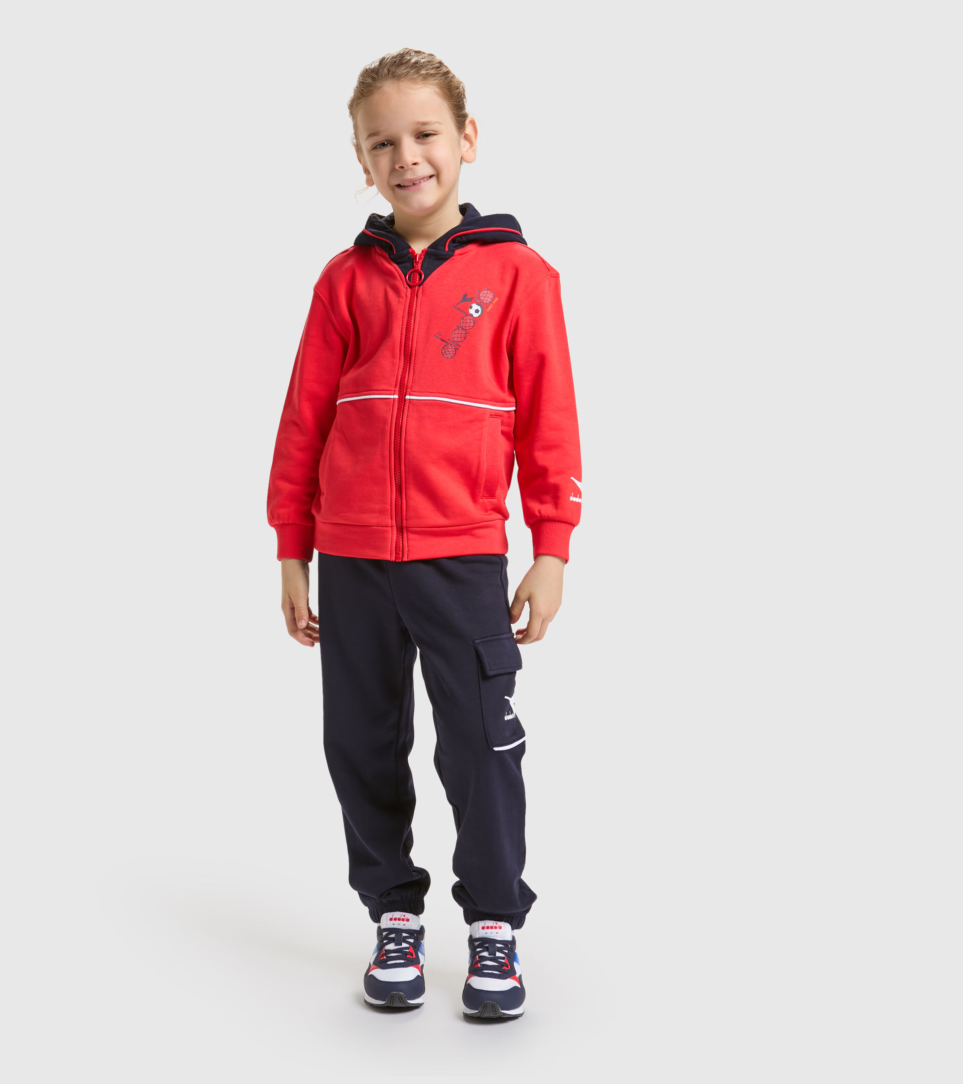 Chándal deportivo de algodón - Niños y adolescentes JB.TRACKSUIT HD FZ DIADORA FC ROJO AMAPOLA - Diadora