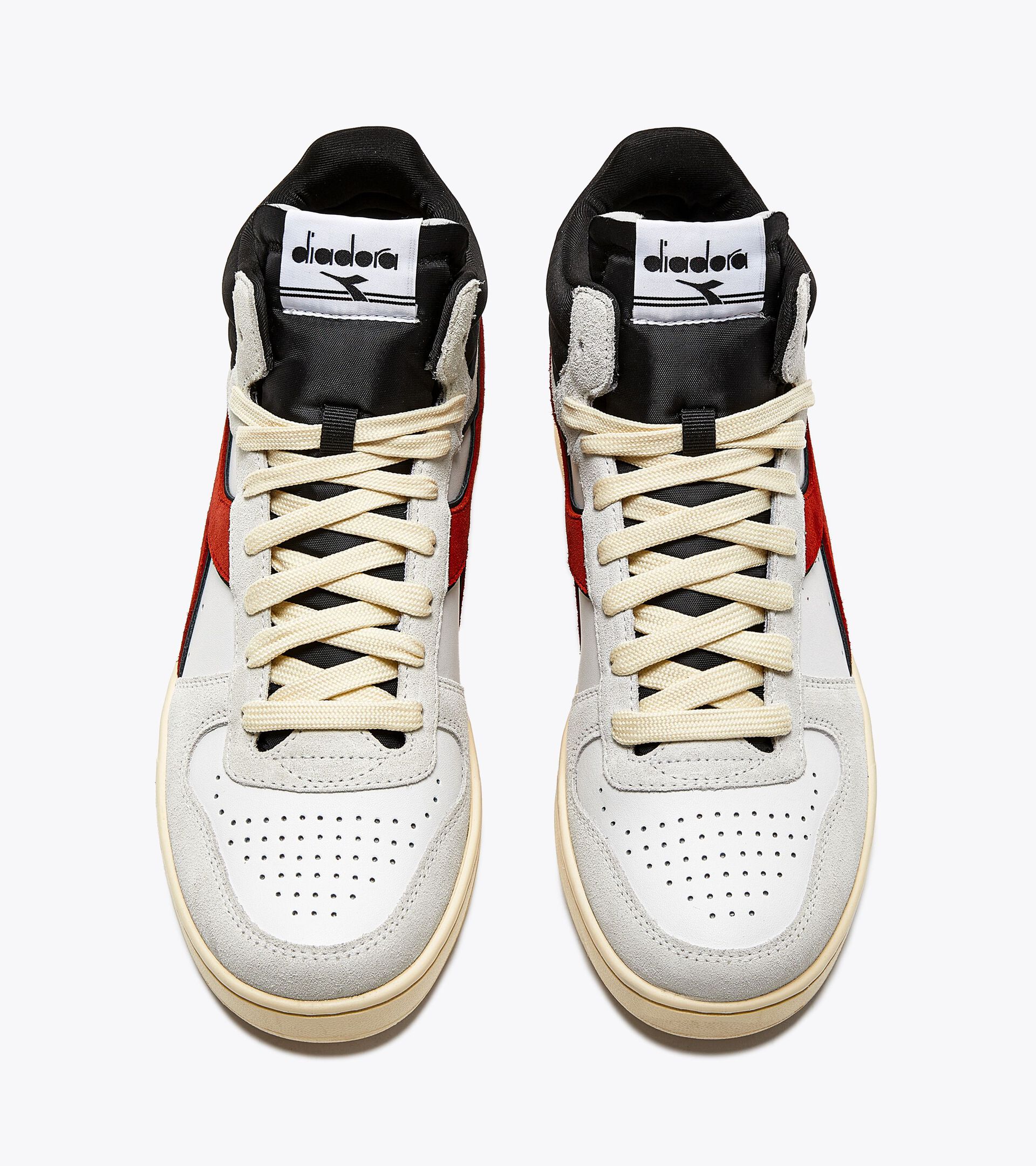 Sporty sneakers - Gender neutral MAGIC BASKET DEMI CUT SUEDE LEATHER WHITE/FERRARI RED ITALY - Diadora