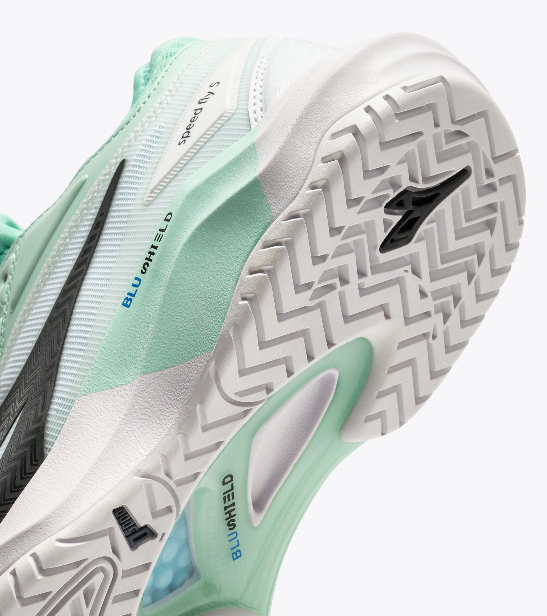Tennis shoe for clay courts and firm grounds - Precision - Women&rsquo;s
 SPEED BLUSHIELD FLY 5 W AG CABBAGE/ BLACK/WHITE - Diadora