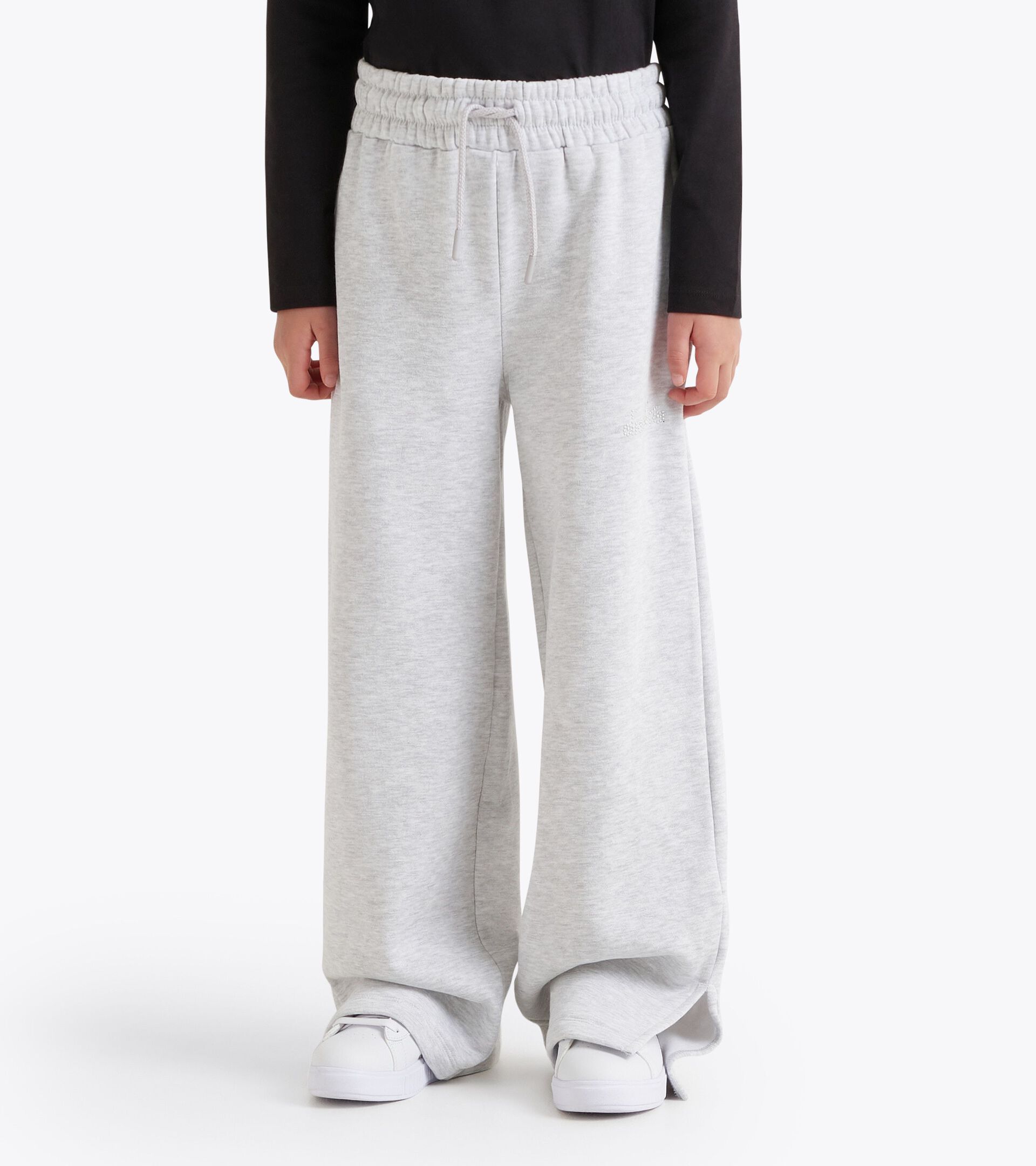 Sporthose mit ausgestelltem Bein - Mädchen JG. FLARE PANTS RHINESTONE LICHT MITTELGRAU MELANGE - Diadora