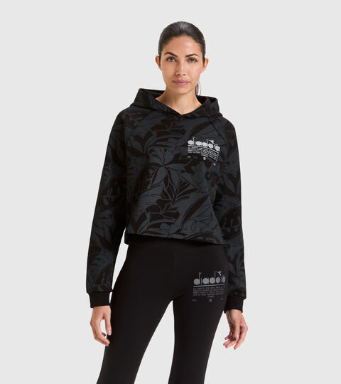 Cropped Cotton hoodie - Women L. HOODIE CROP MANIFESTO BLACK - Diadora